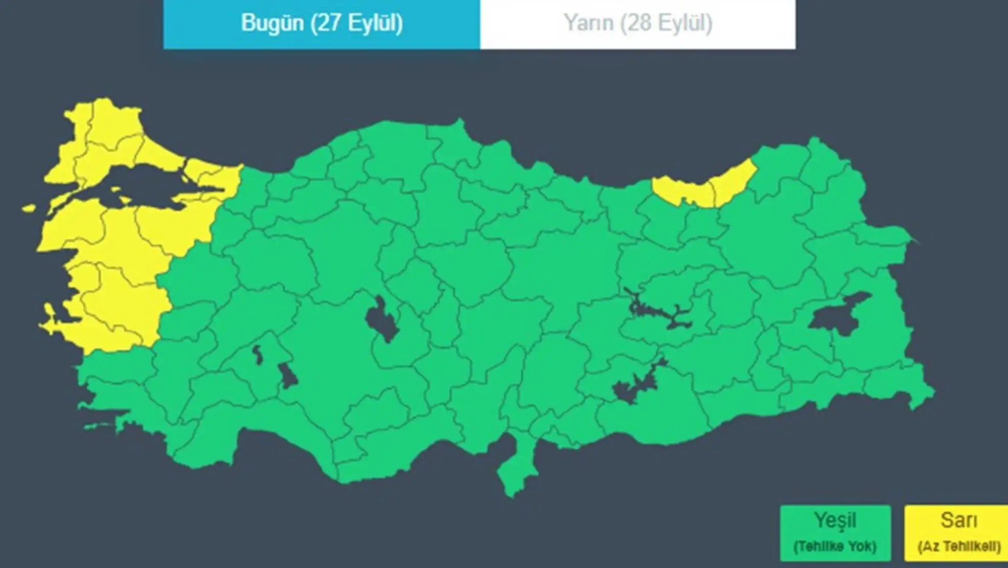 Weather map of Turkey.