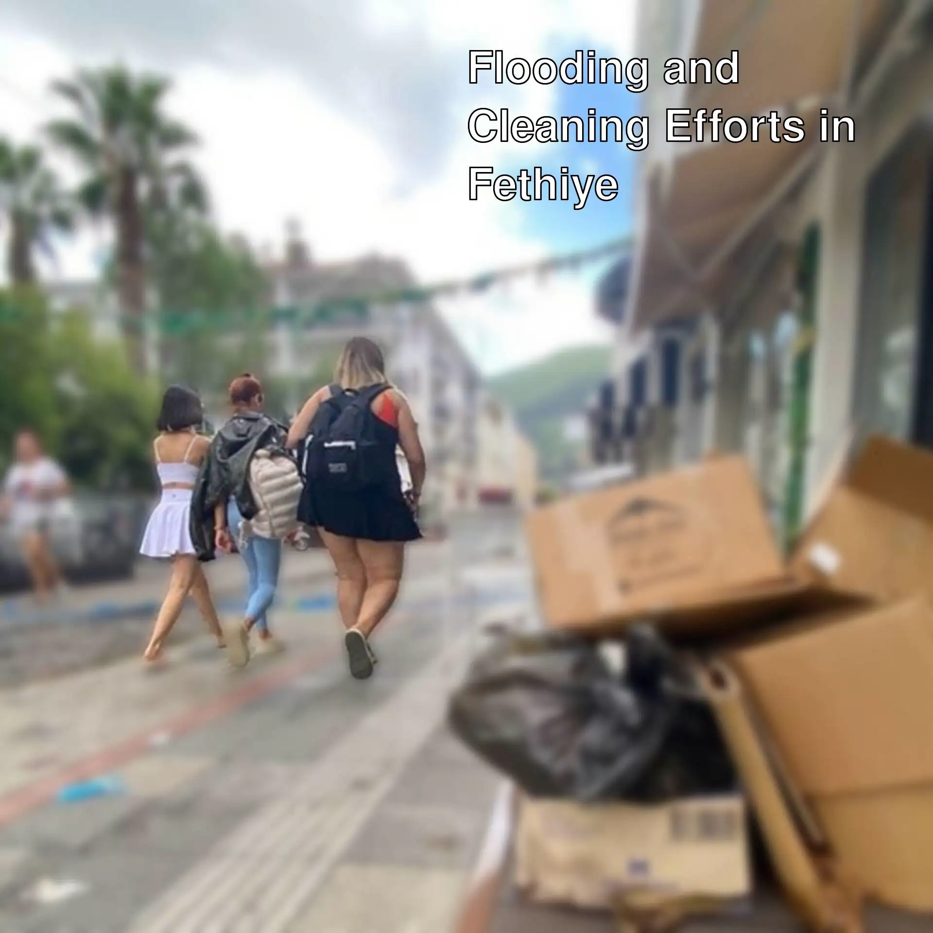 Cleaning efforts are underway after flooding in Fethiye.