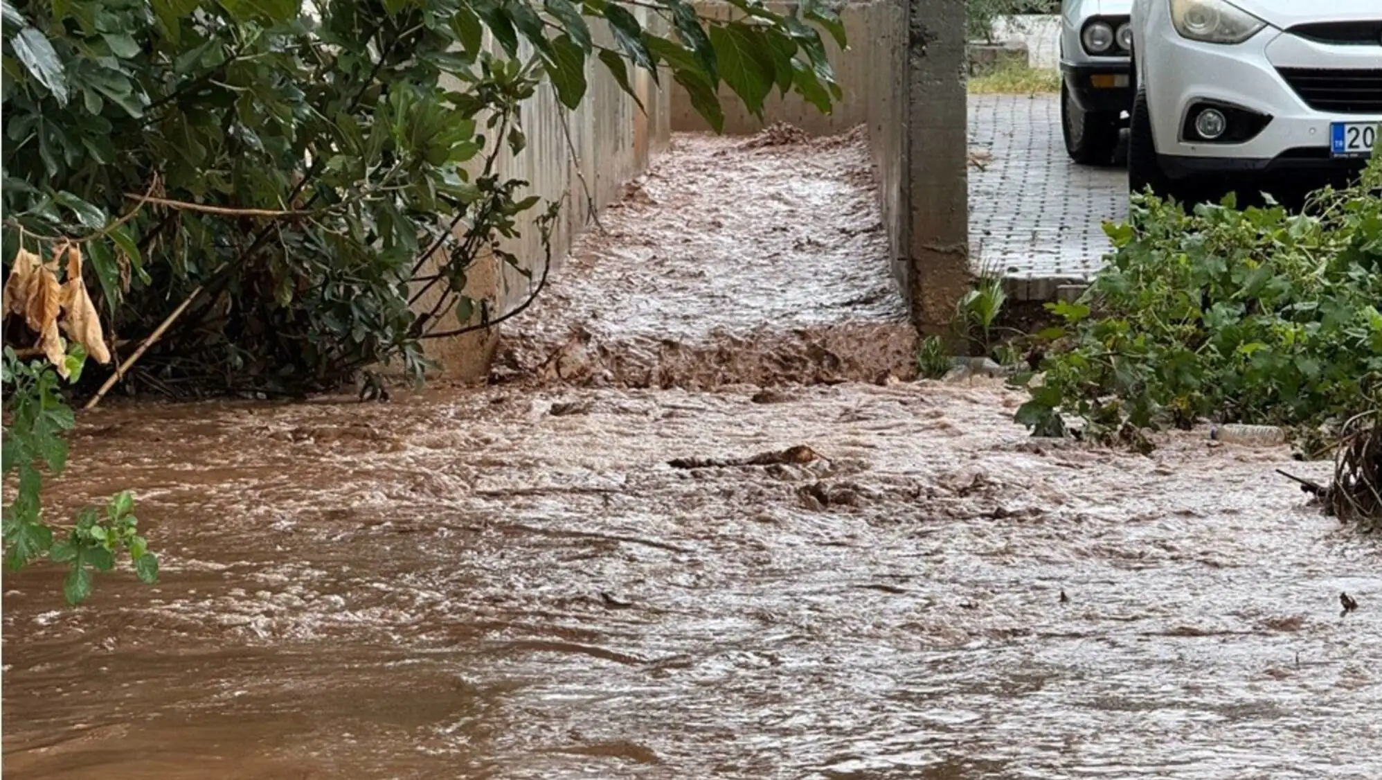 A flooded street in Fethiye.