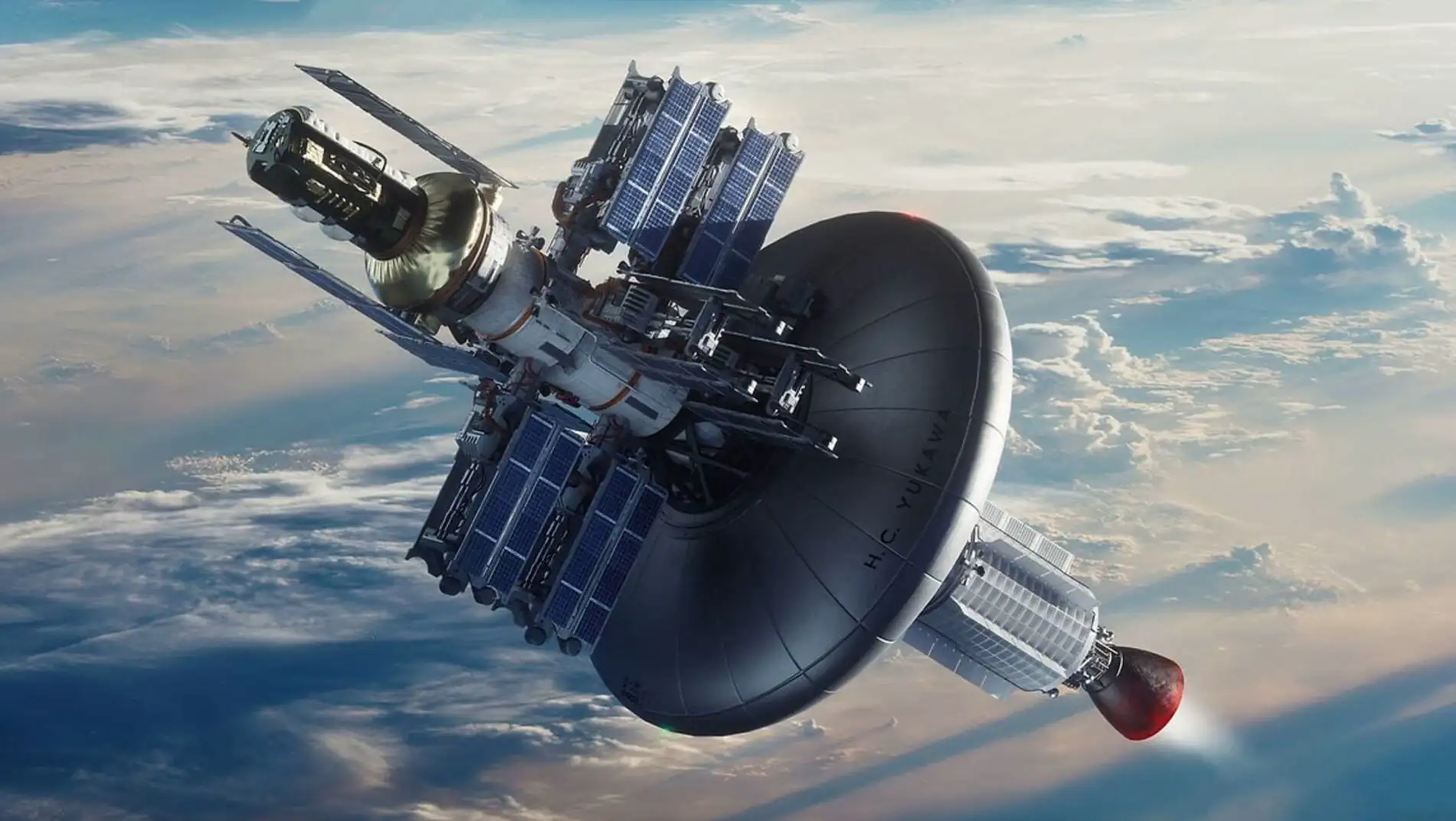 A spaceship in space.
