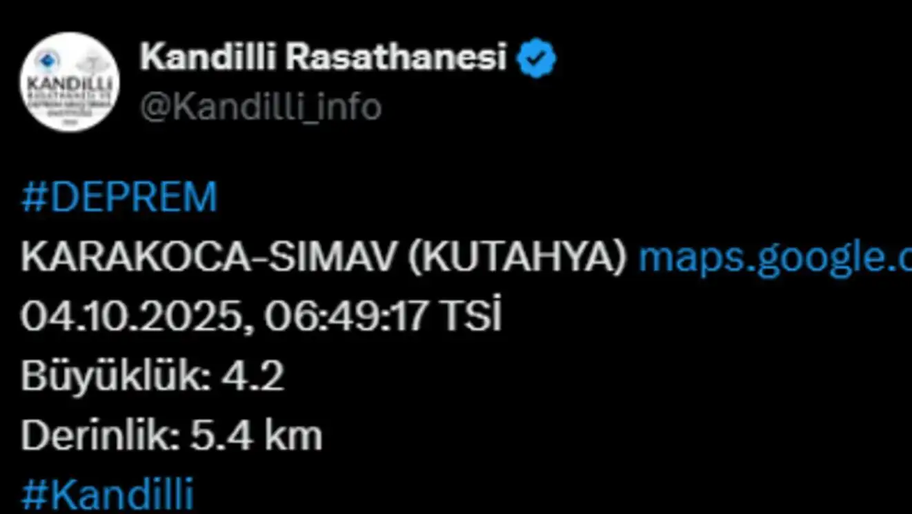 Information regarding the earthquakes in Kütahya.