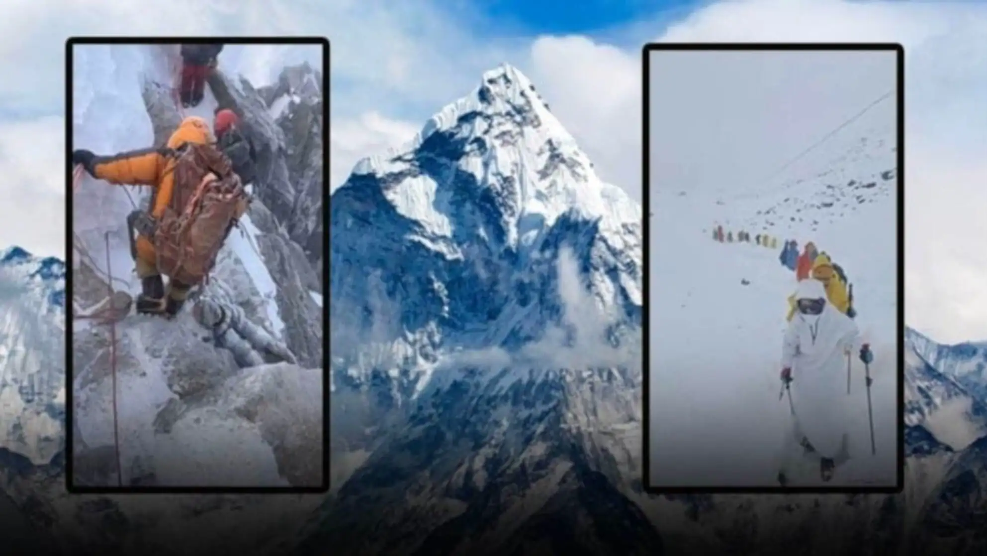 Snow-covered view of Everest.