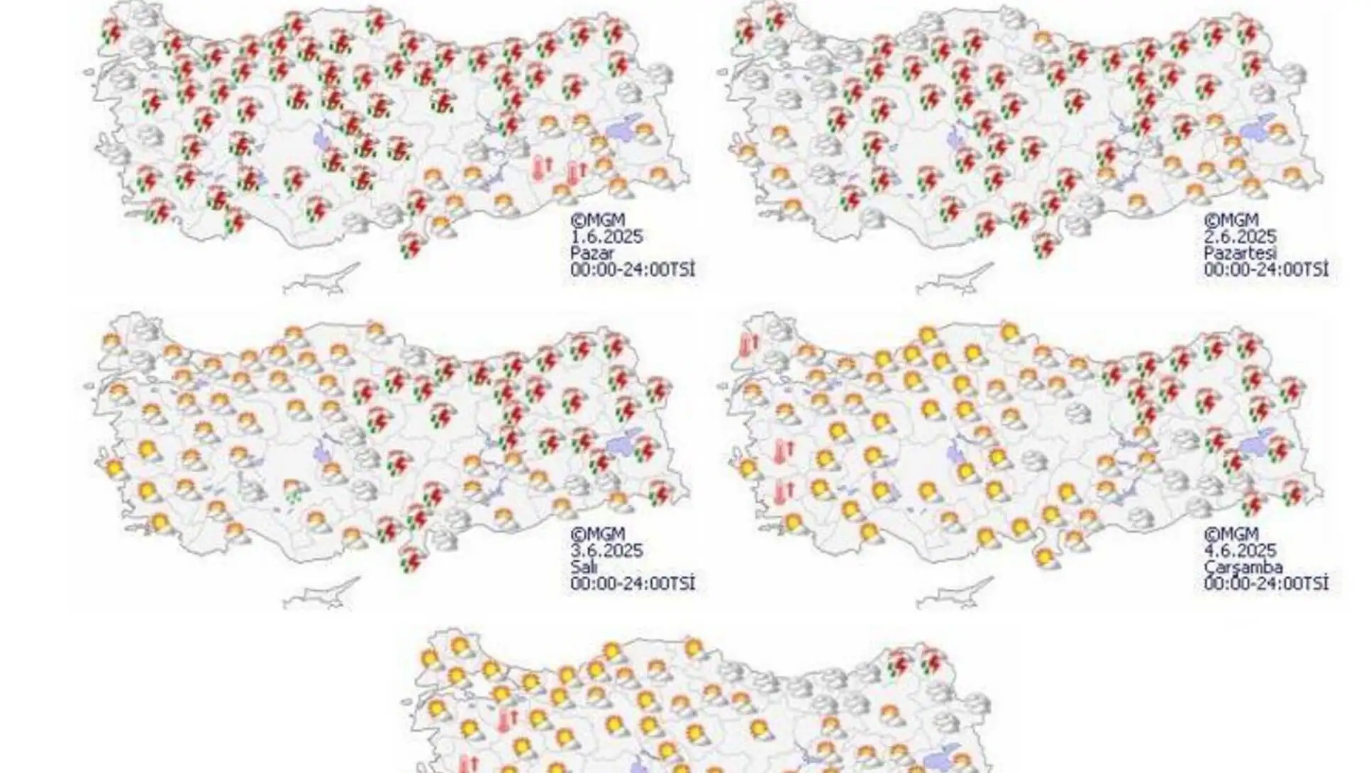 Farklı renk sembollerle haritalar.