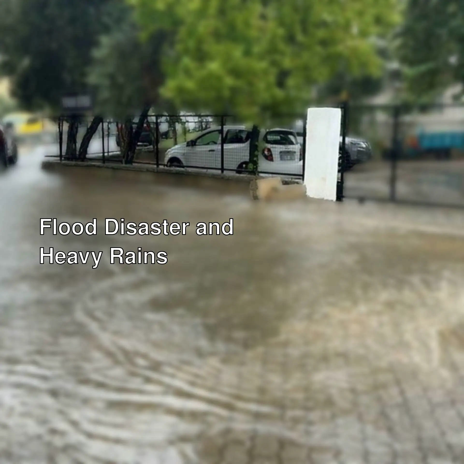 A flooded street in Izmir due to heavy rains.
