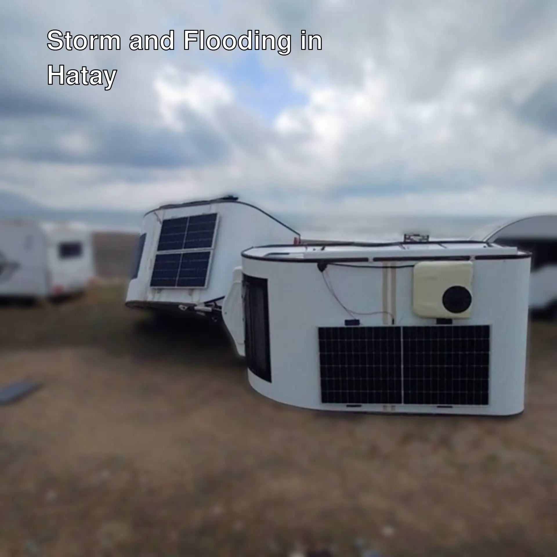 Overturned trailers after the storm in Hatay.