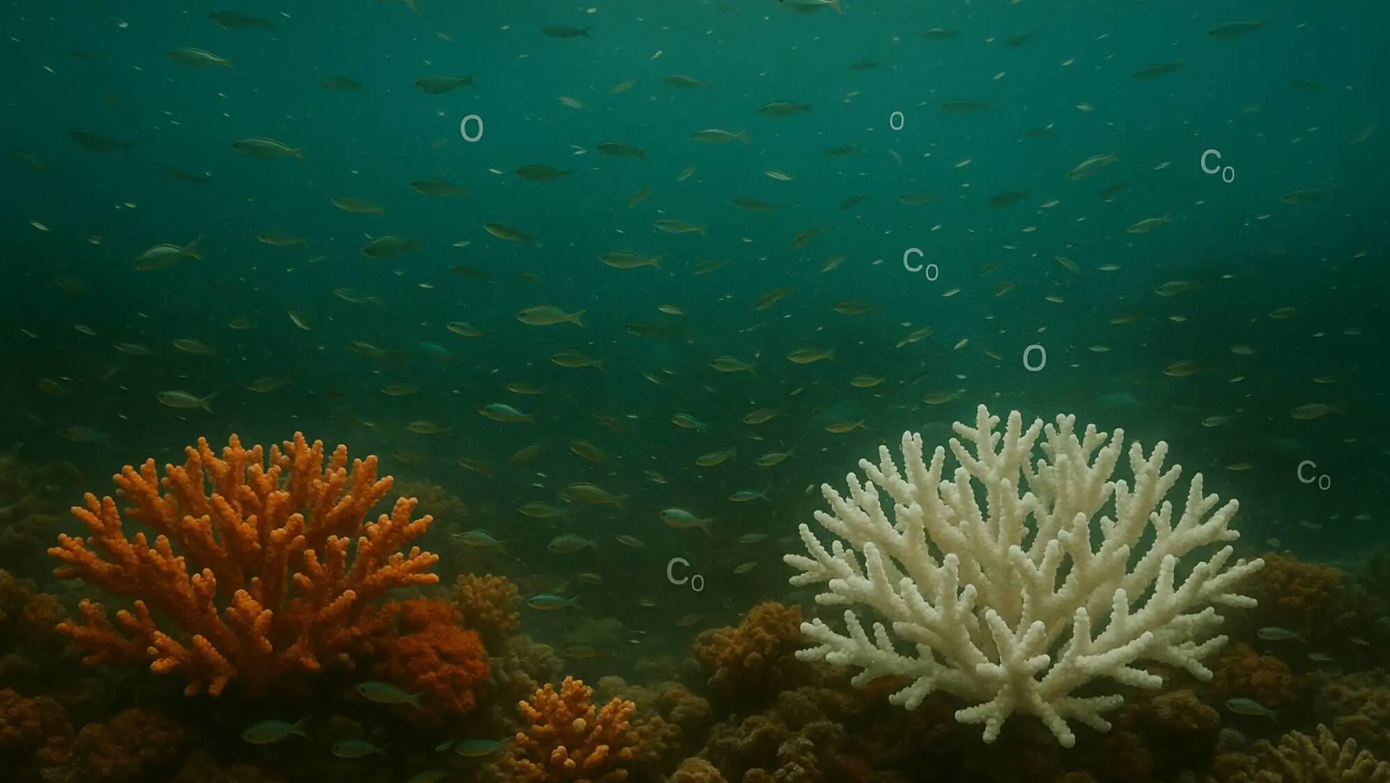 A group of fish swimming in the water