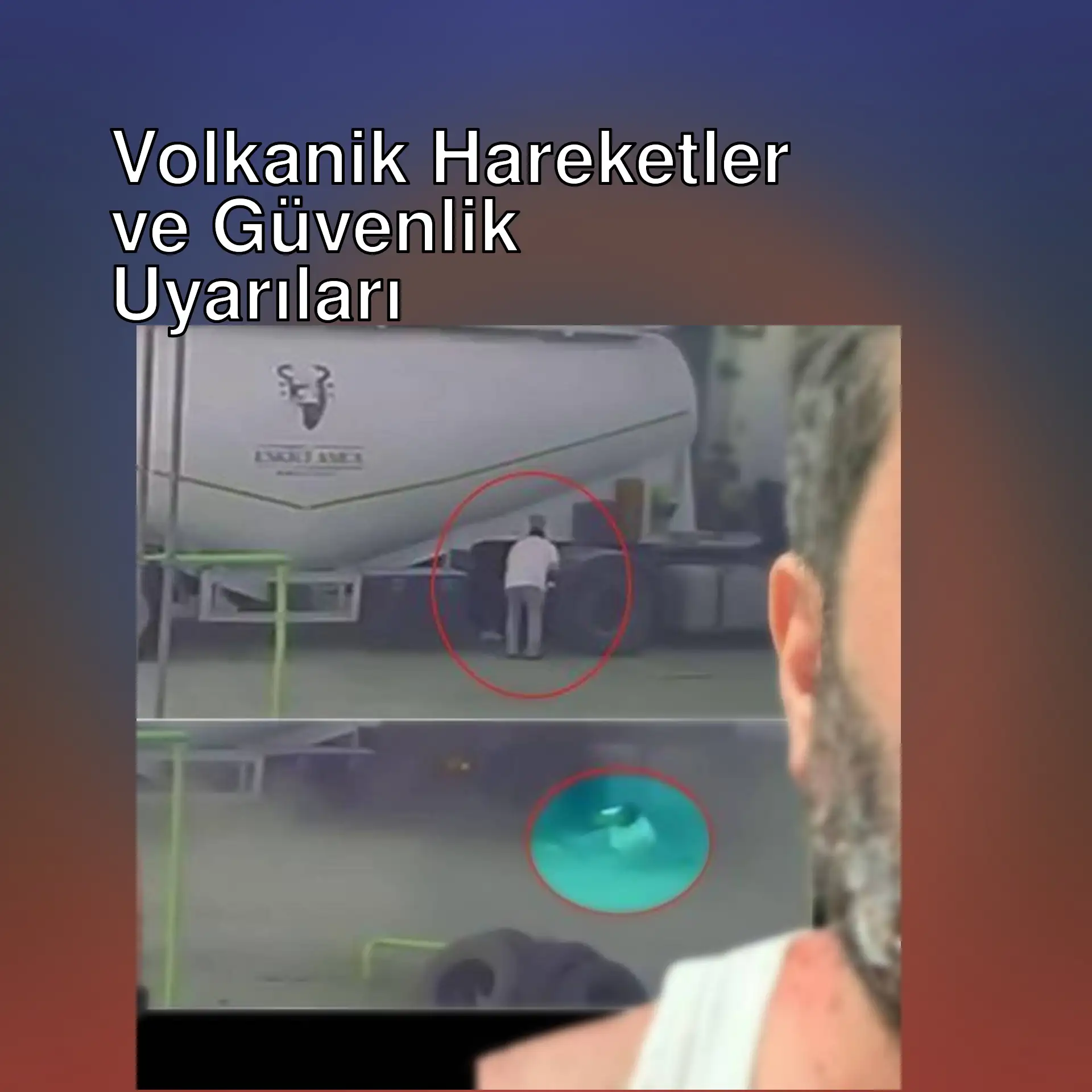 Bir adam kamyonun önünde duruyor. Bir adam kamyonun önünde duruyor.