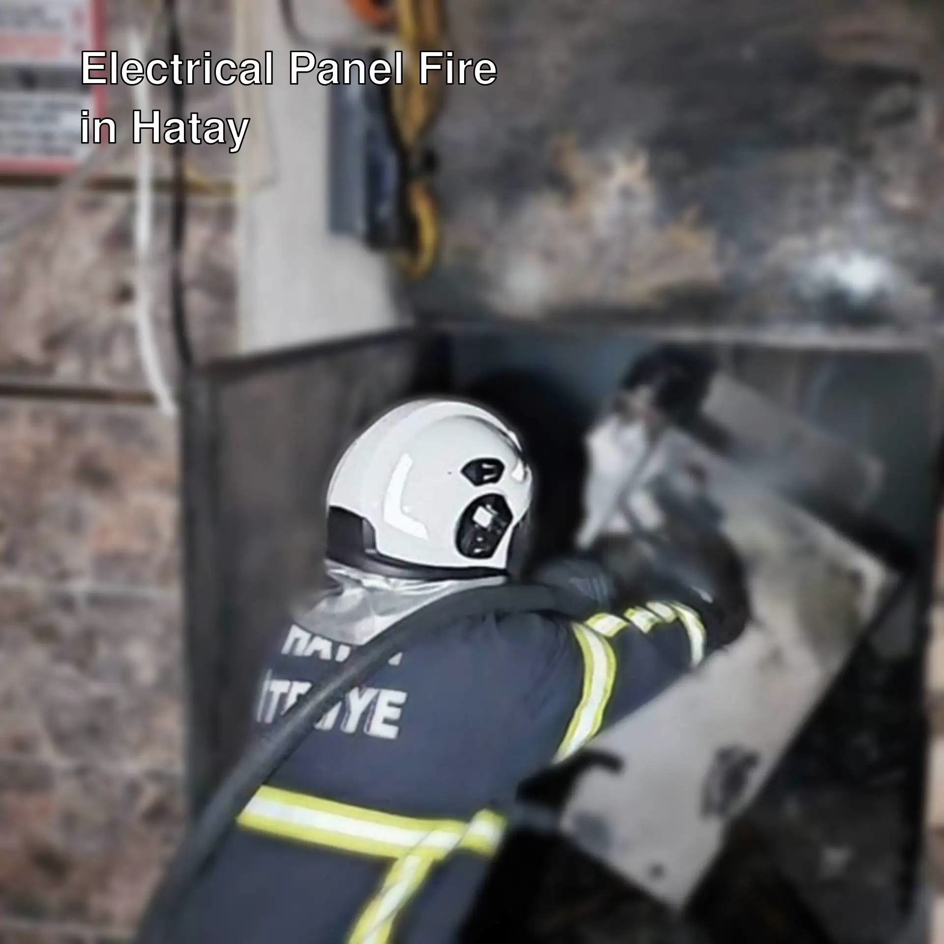 A firefighter holding a metal object. A firefighter holding a metal object.