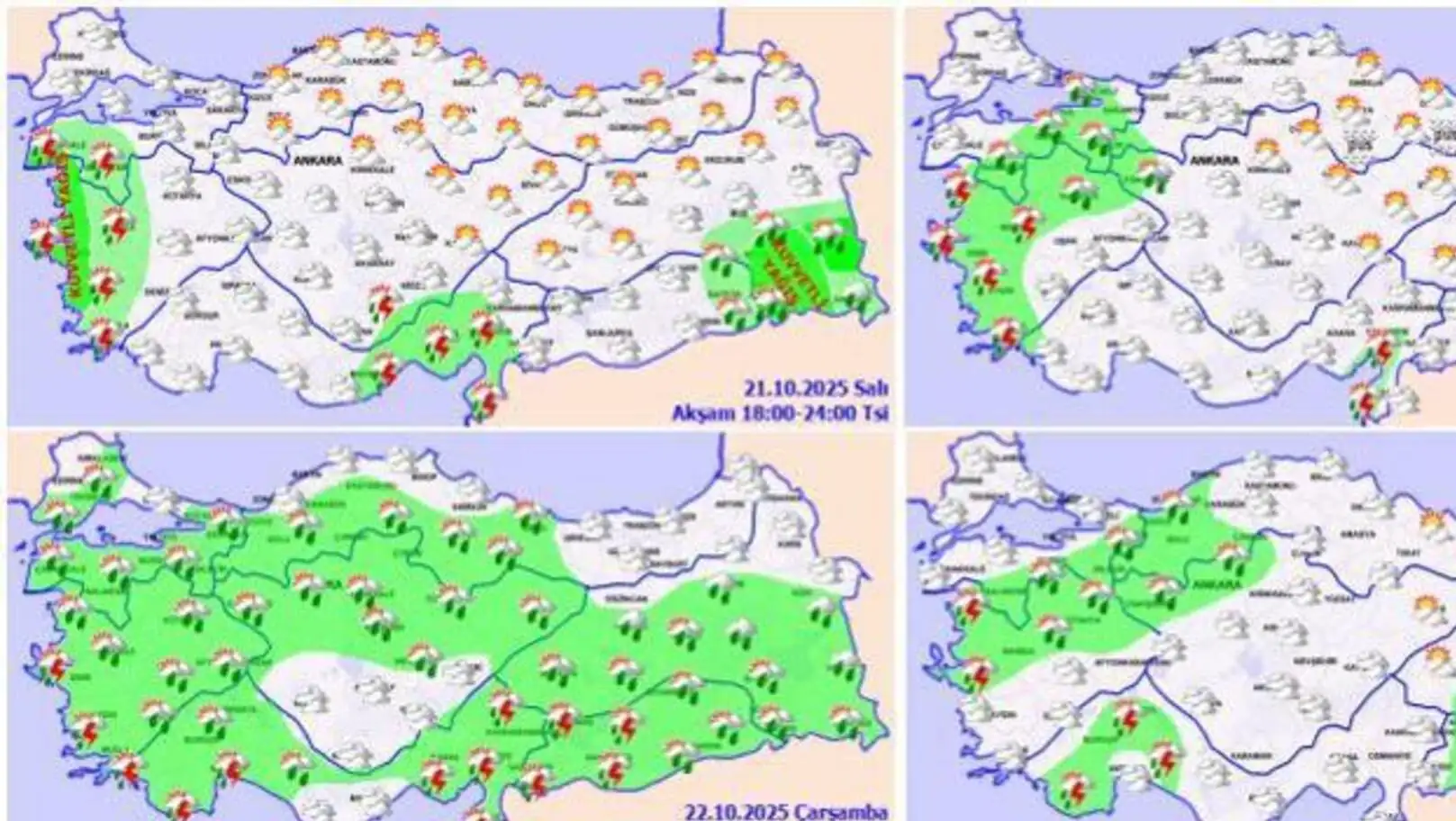 Farklı hava durumu haritalarının kolajı Farklı hava durumu haritalarının kolajı
