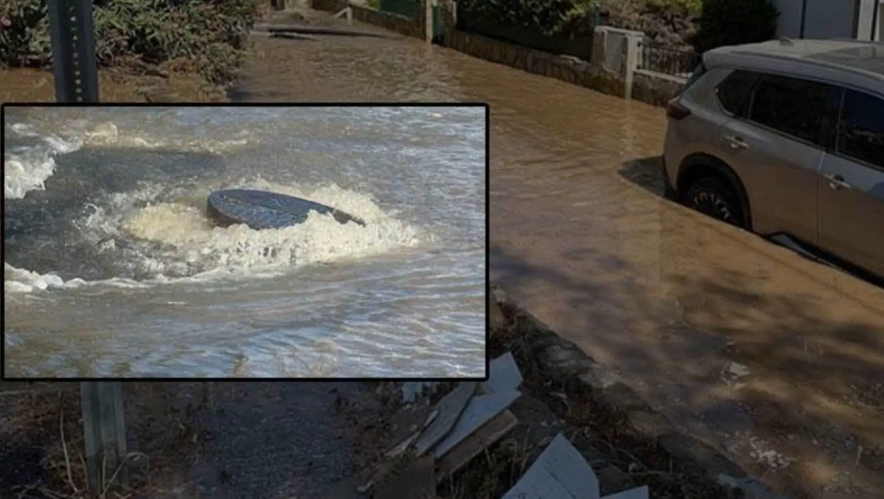 A vehicle in a flooded street in Bodrum. A vehicle in a flooded street in Bodrum.