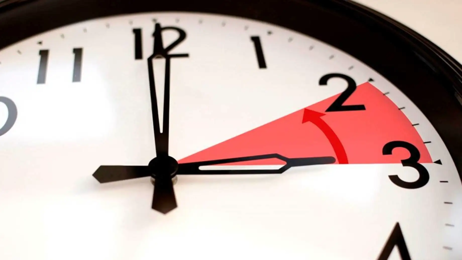 A clock with a red arrow pointing at the time A clock with a red arrow pointing at the time