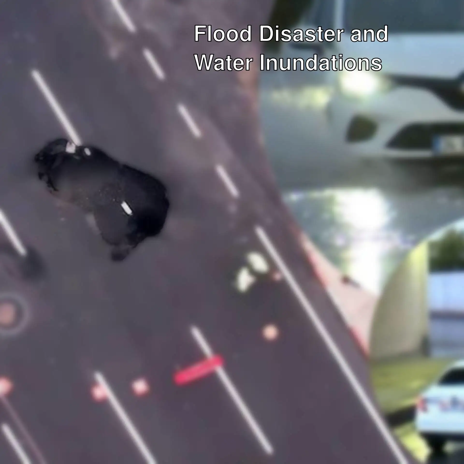 A car driving through floodwaters during the flood disaster in Istanbul. A car driving through floodwaters during the flood disaster in Istanbul.