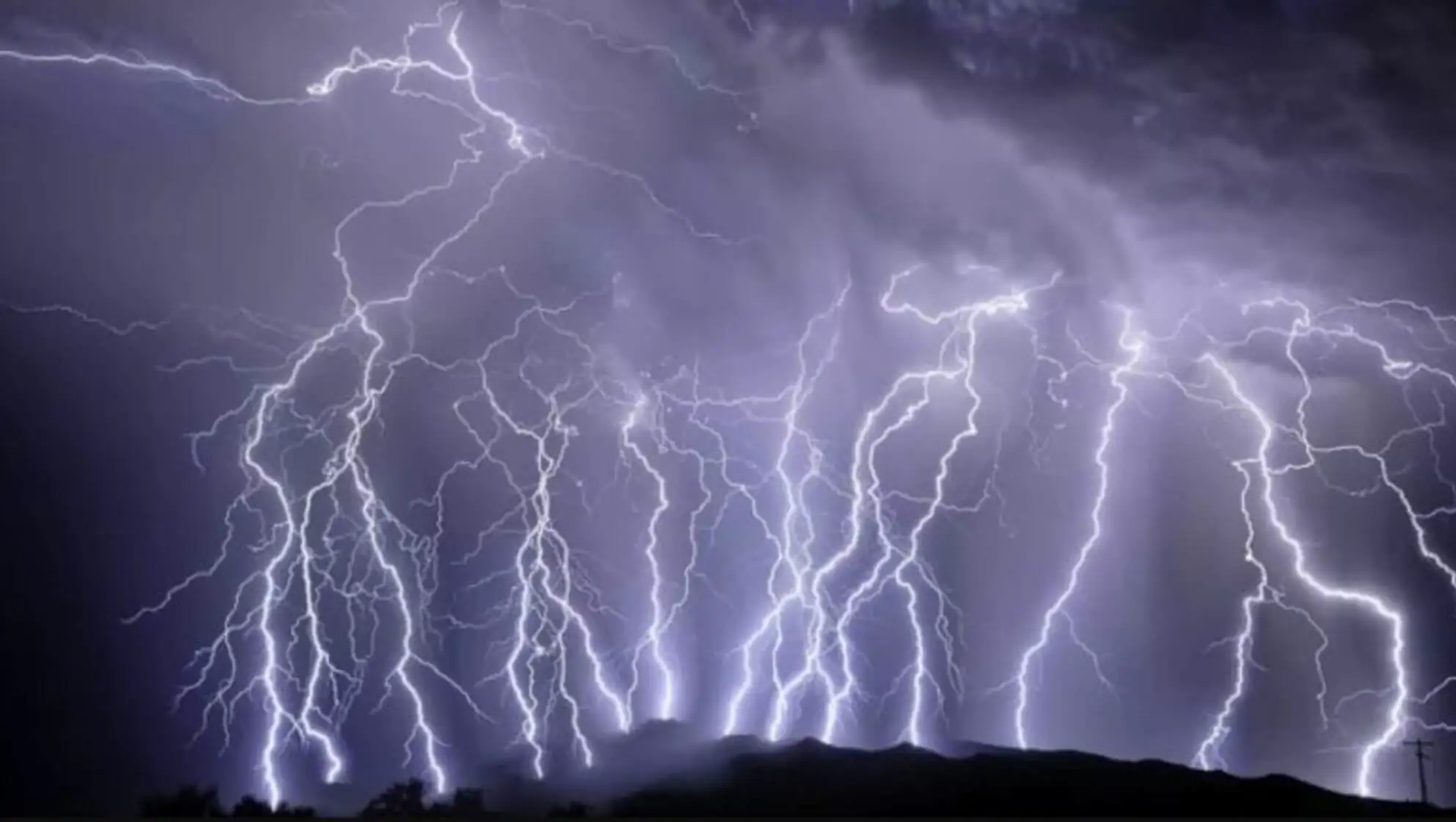 Lightning striking a mountain. Lightning striking a mountain.