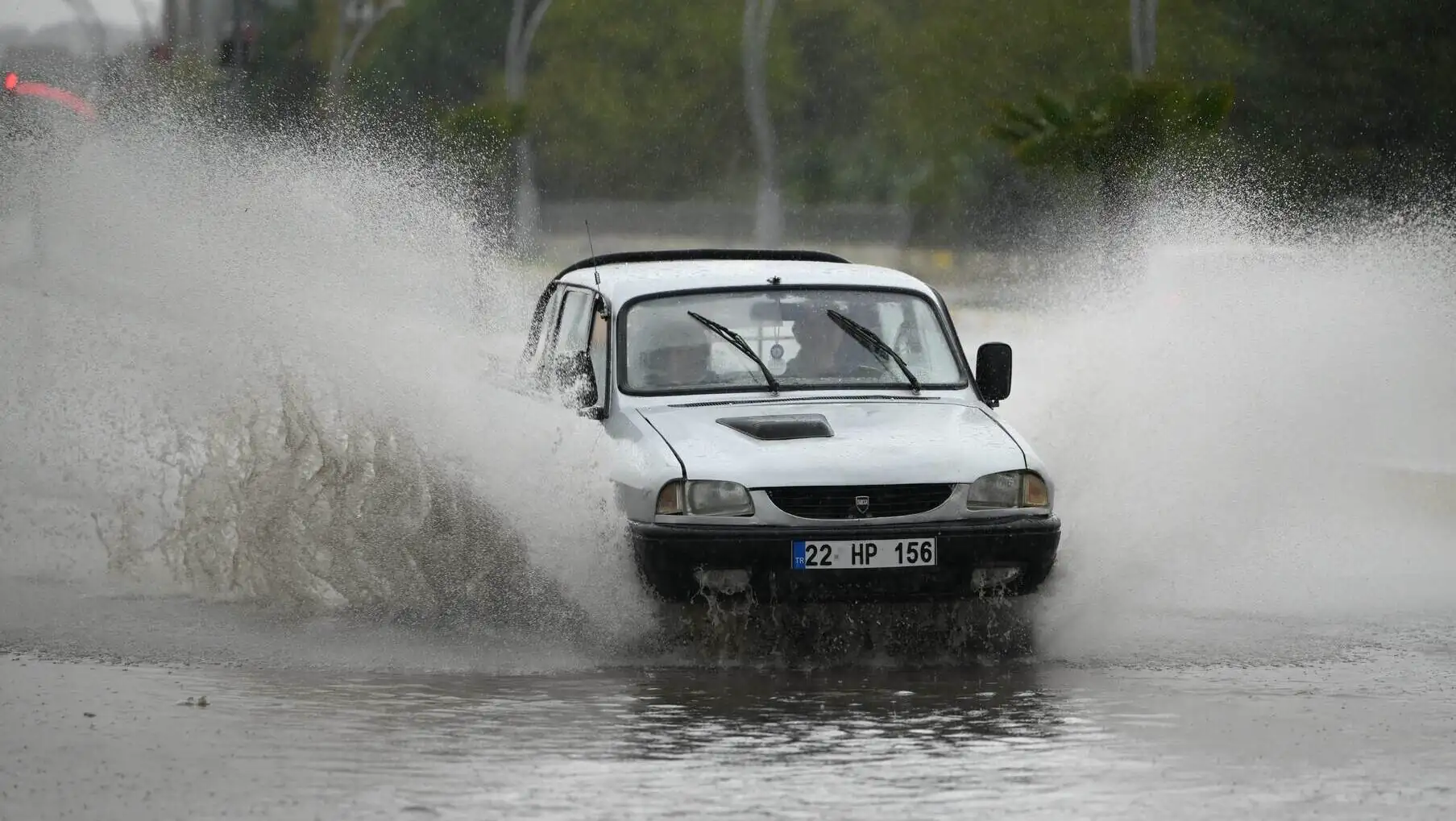 Vehicles stuck on a flooded street. Vehicles stuck on a flooded street.
