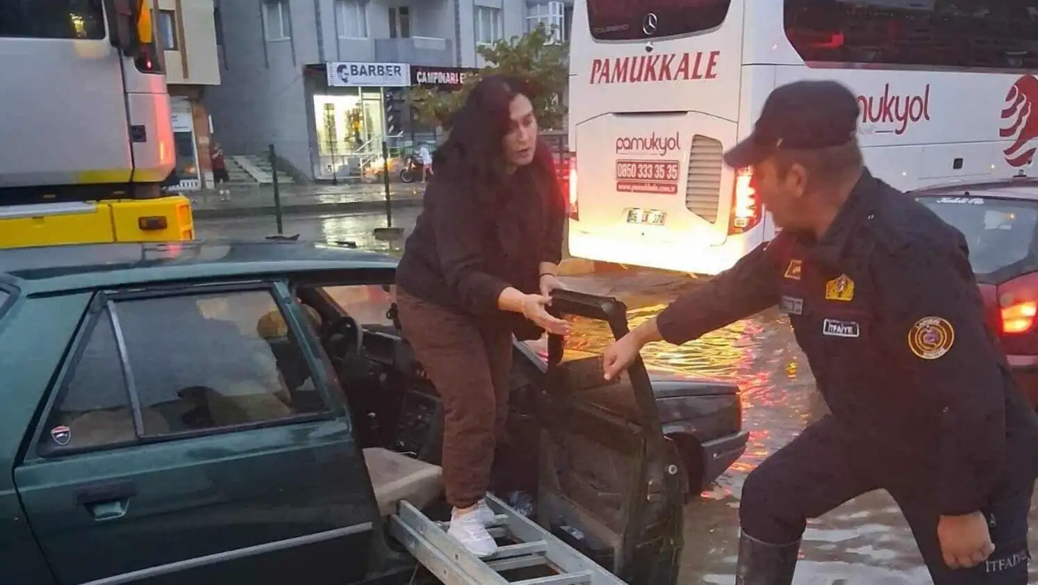 Water accumulation on a street. Water accumulation on a street.