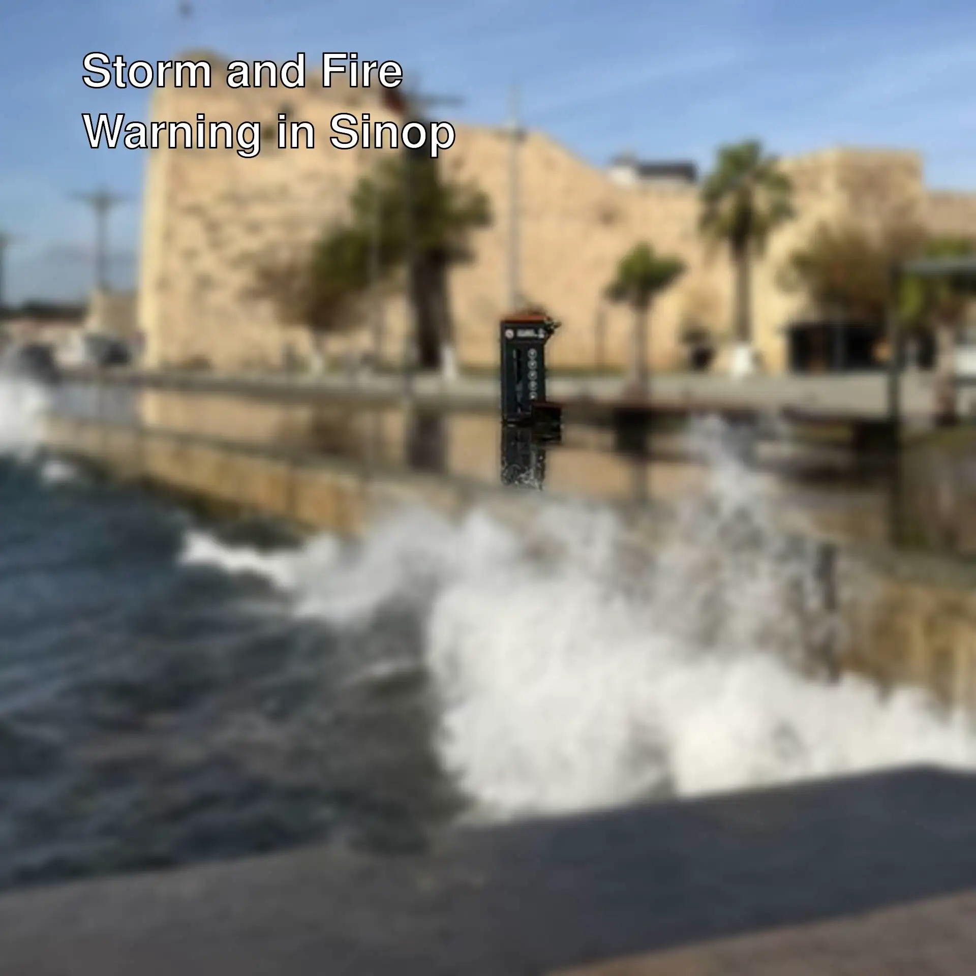 Waves crashing against a wall in Sinop. Waves crashing against a wall in Sinop.