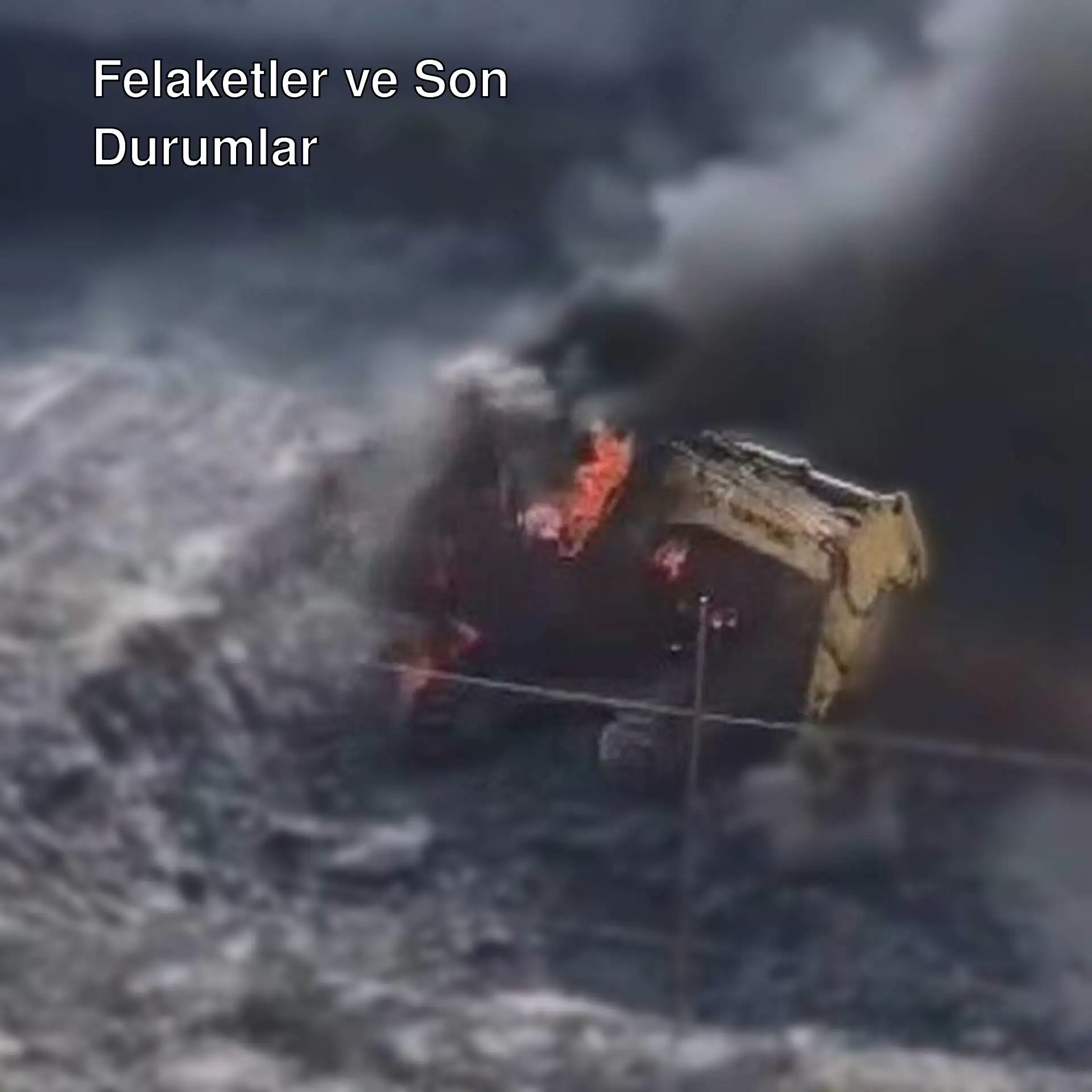 A construction machine on fire. A construction machine on fire.