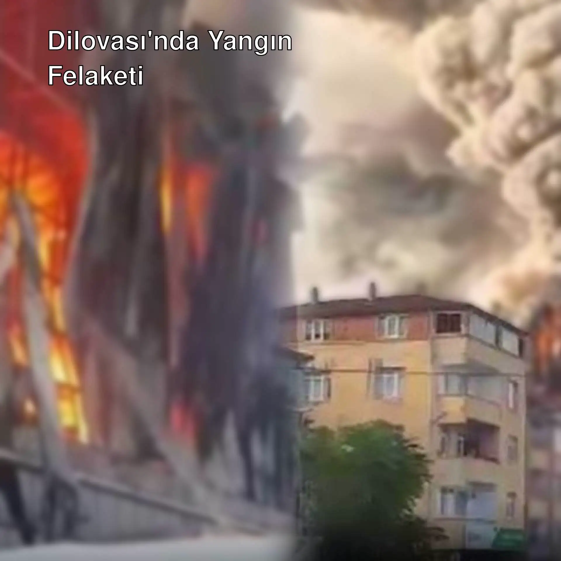 A building on fire with smoke and clouds of smoke