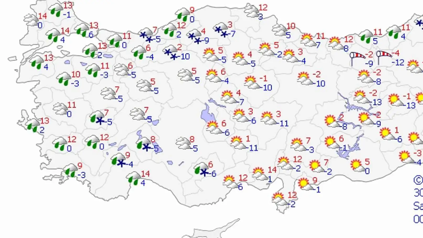 Hava durumu haritası. Hava durumu haritası.