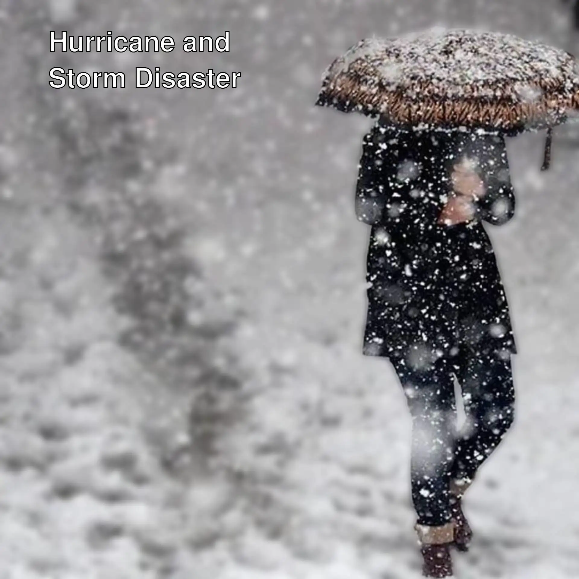 A person walking in the snow with an umbrella.