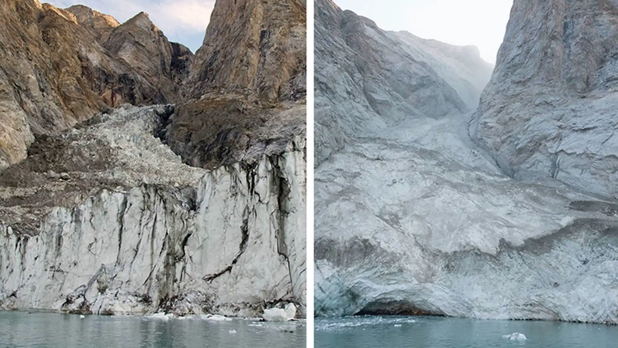 Comparison of a glacier and a body of water.