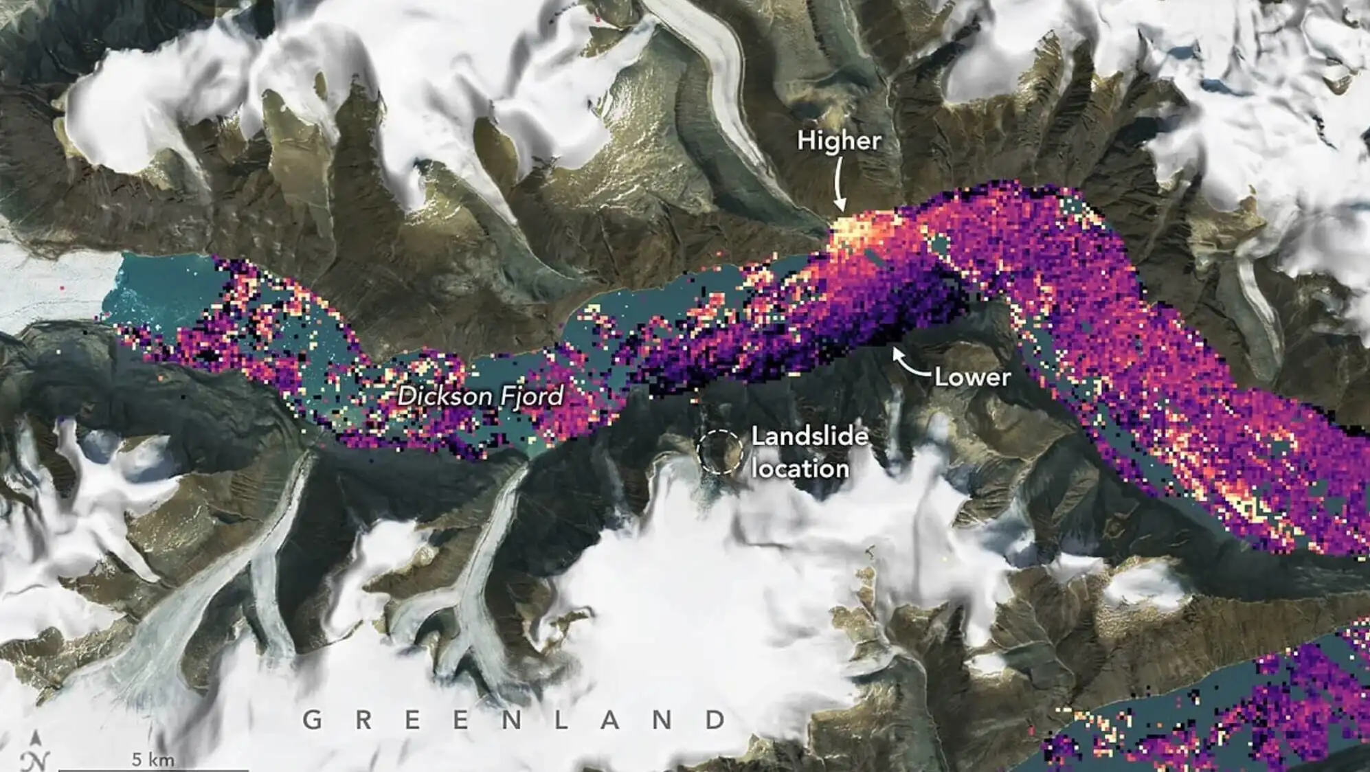 A map of water elevation change.