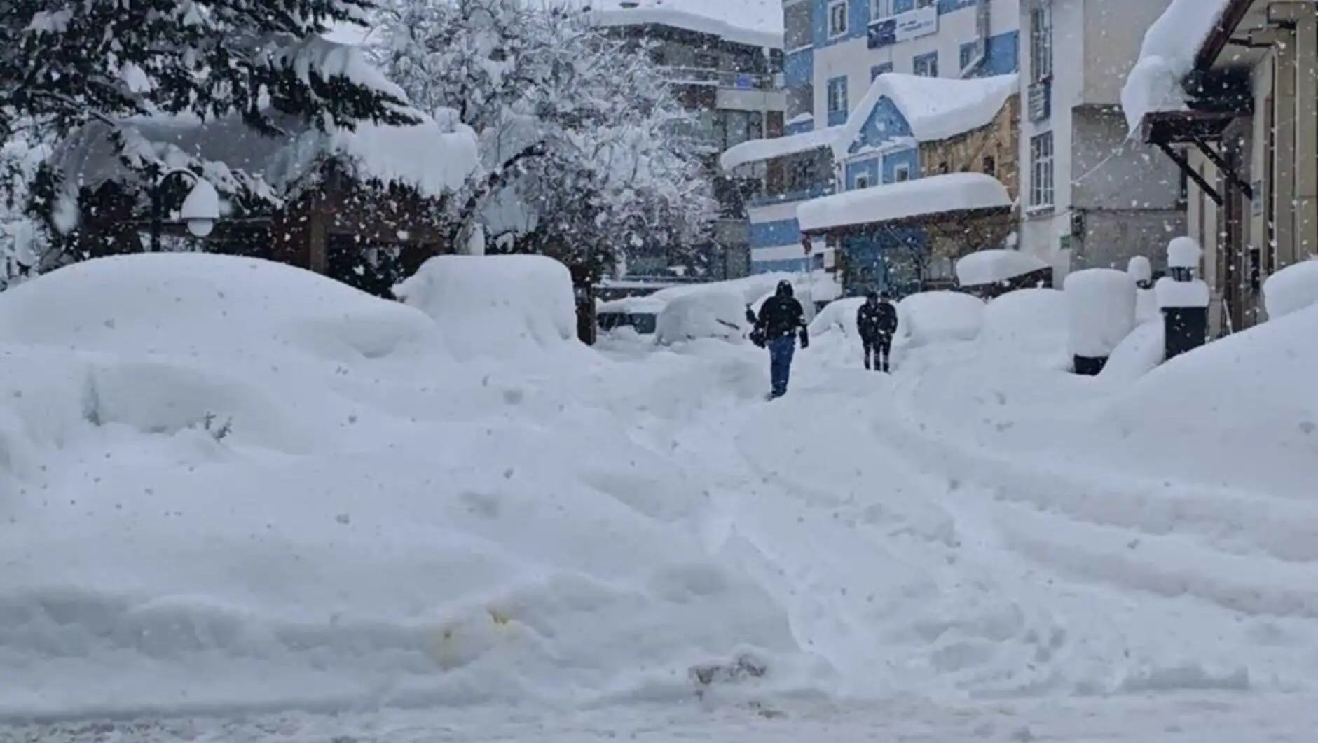 People walking in the snow. People walking in the snow.