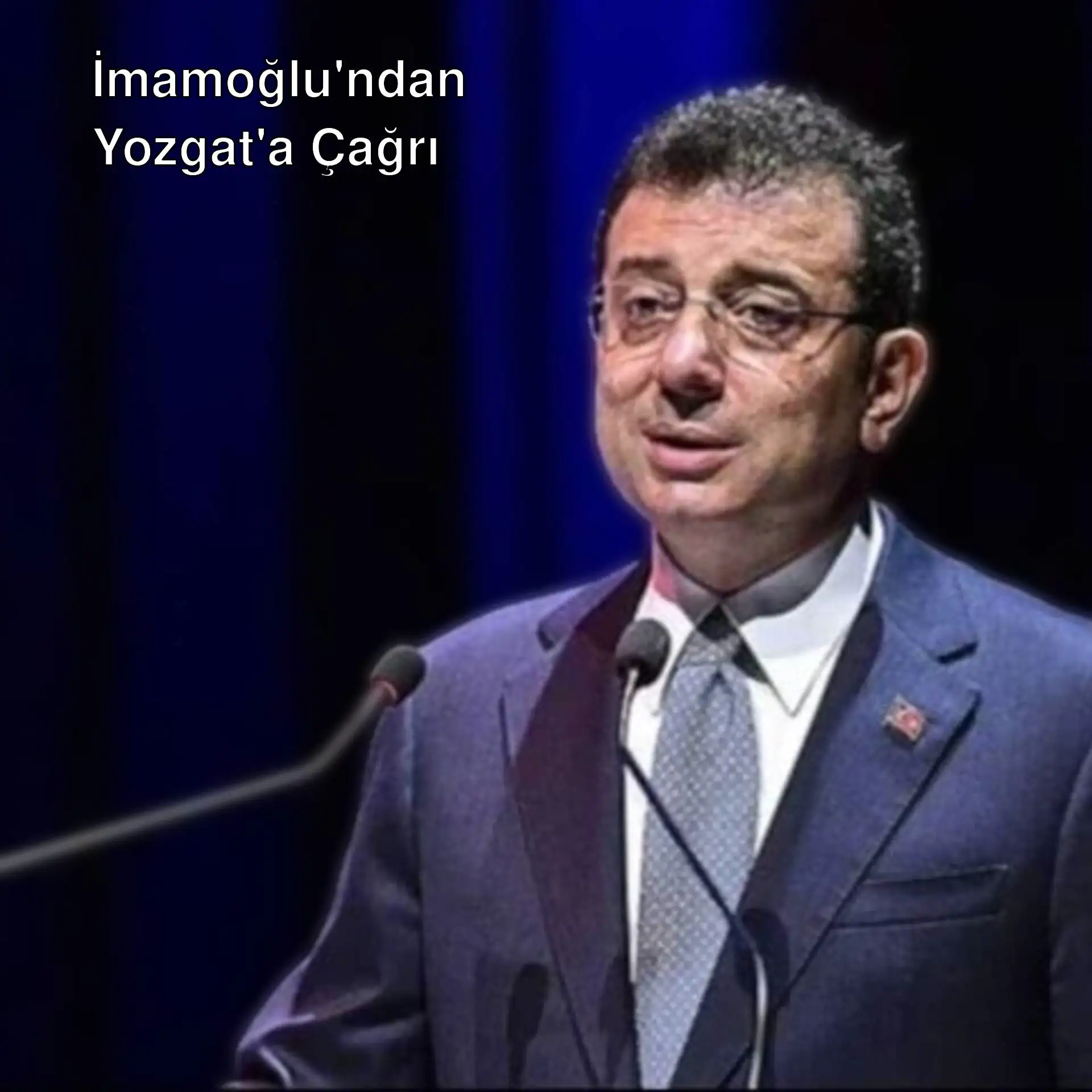 İmamoğlu, mikrofonla konuşuyor. İmamoğlu, mikrofonla konuşuyor.