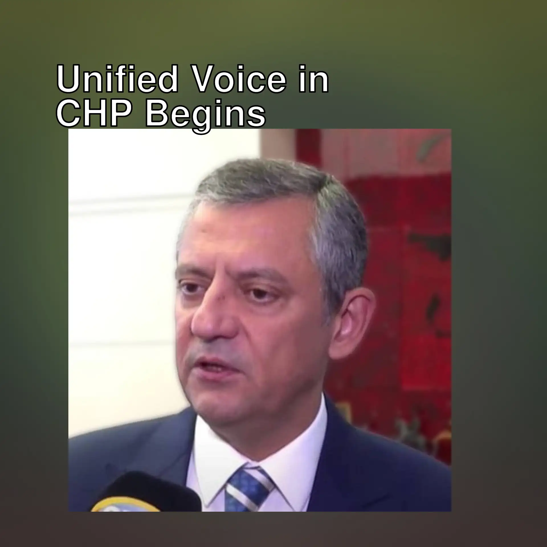 Özgür Özel speaking into a microphone. Özgür Özel speaking into a microphone.