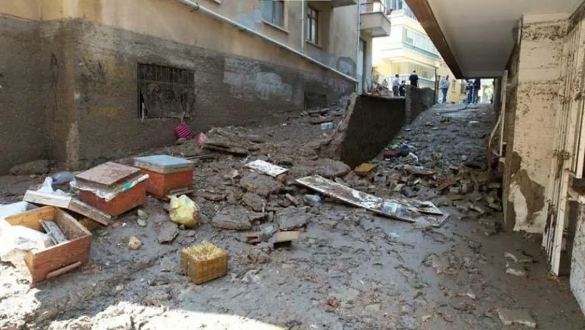 Water accumulated on the street after the flood. Water accumulated on the street after the flood.
