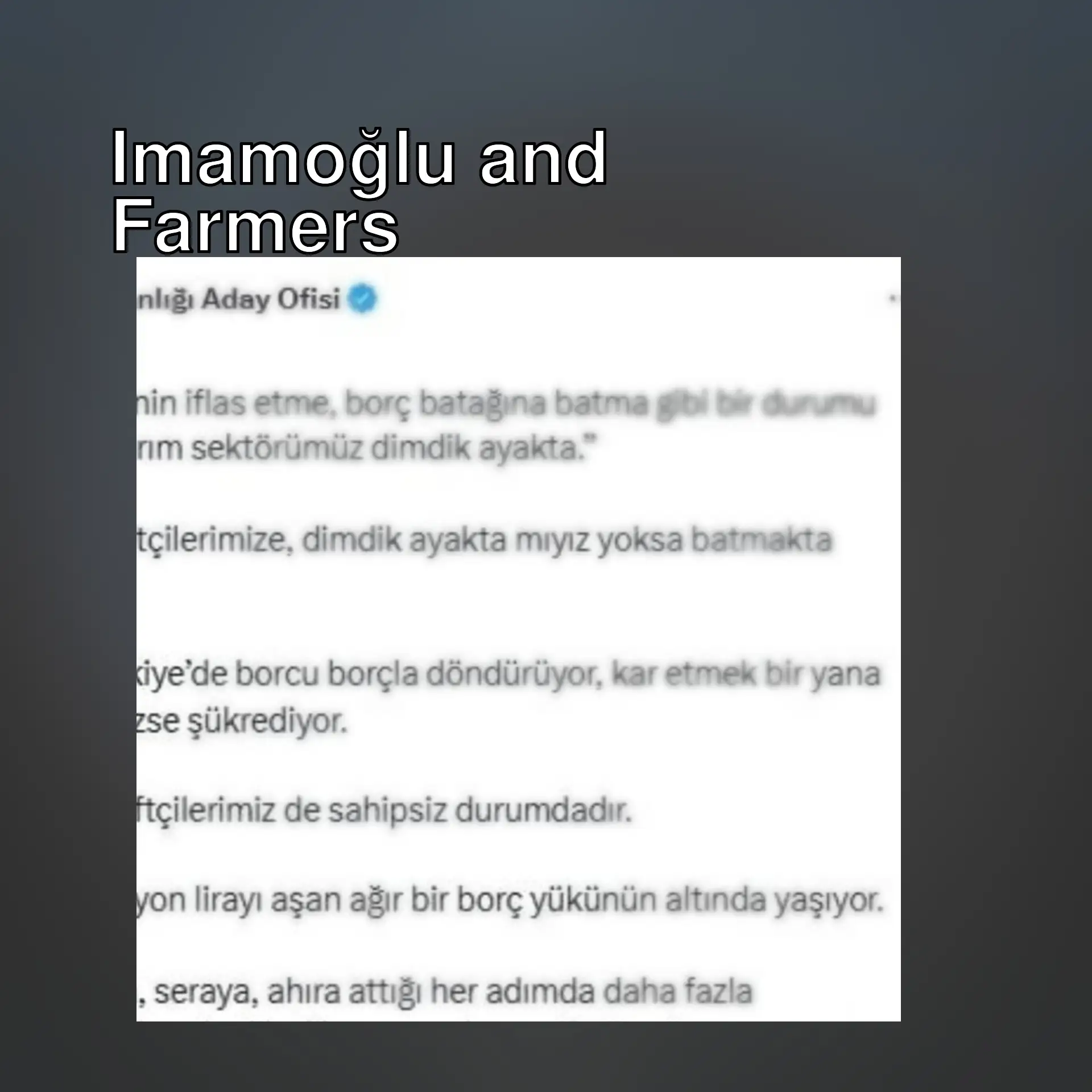 Imamoğlu's special message to farmers. Imamoğlu's special message to farmers.