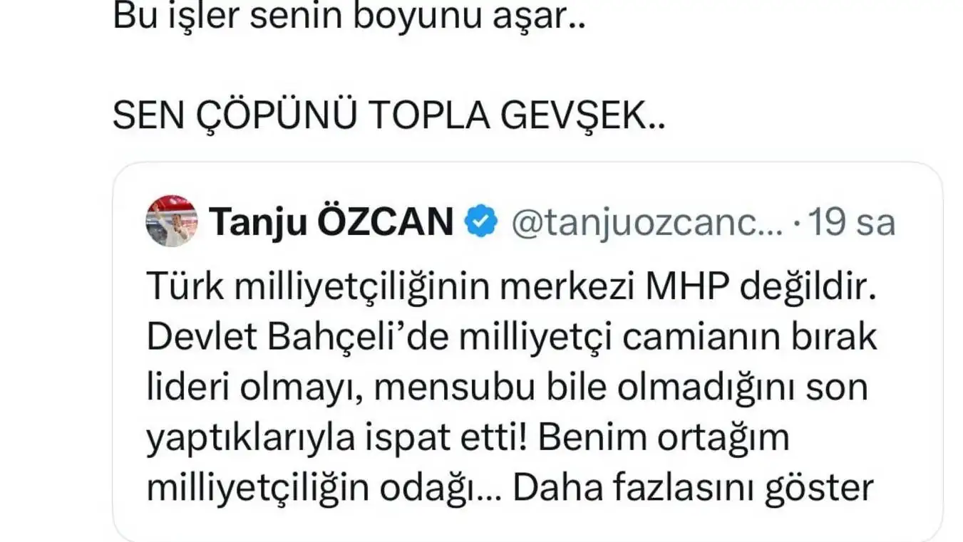 Screenshot of Tanju Özcan's social media post. Screenshot of Tanju Özcan's social media post.