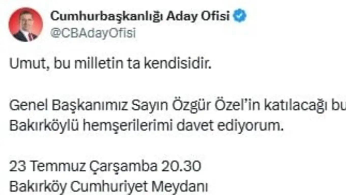 Imamoğlu's social media post. Imamoğlu's social media post.