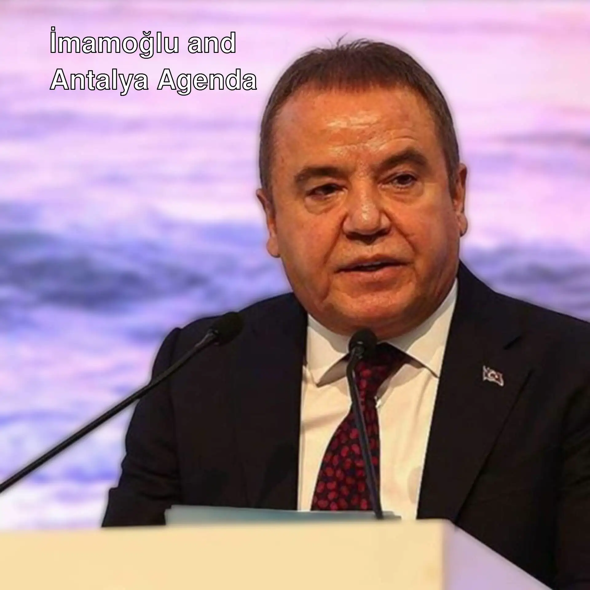 Ekrem İmamoğlu speaking at a press conference.