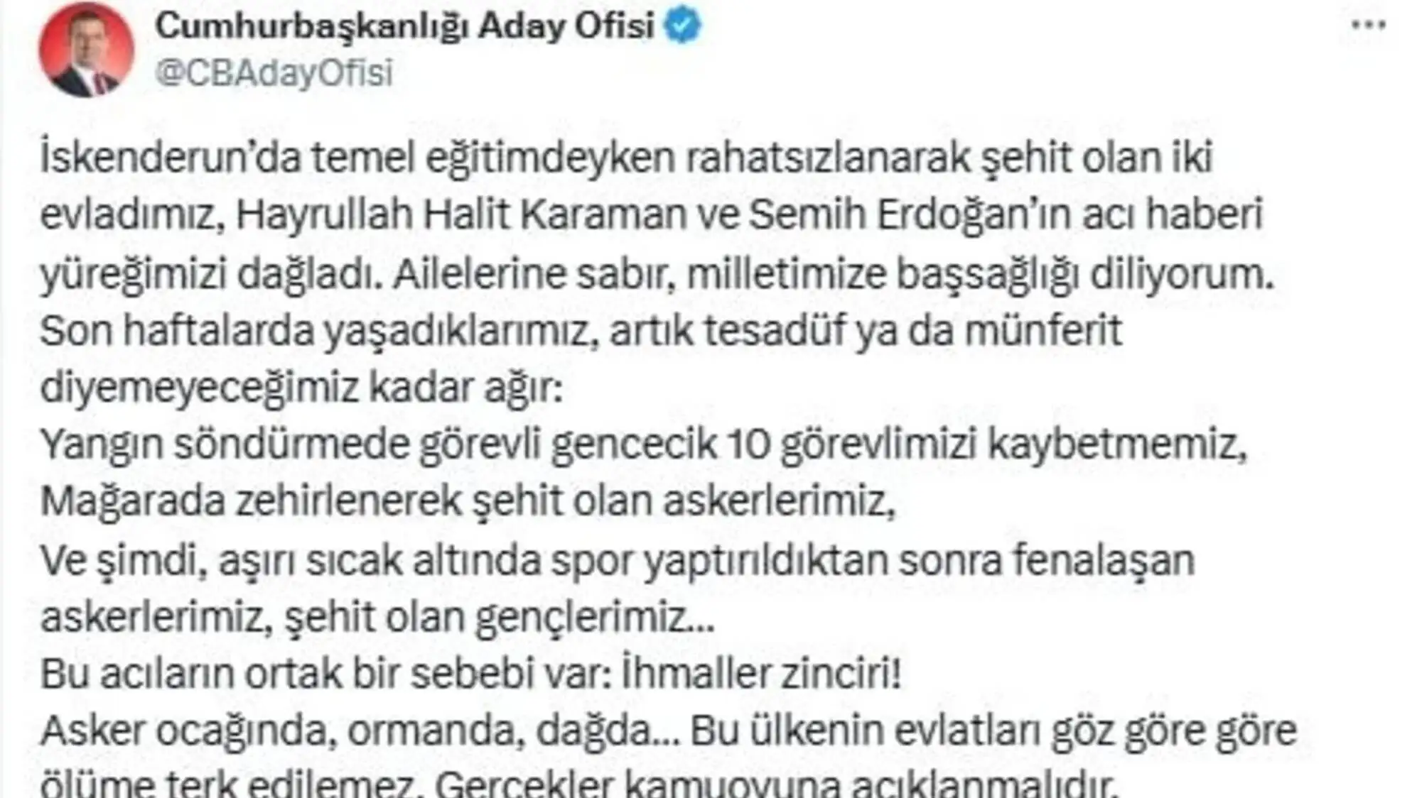 Ekrem İmamoğlu'nun sosyal medya paylaşımı. Ekrem İmamoğlu'nun sosyal medya paylaşımı.