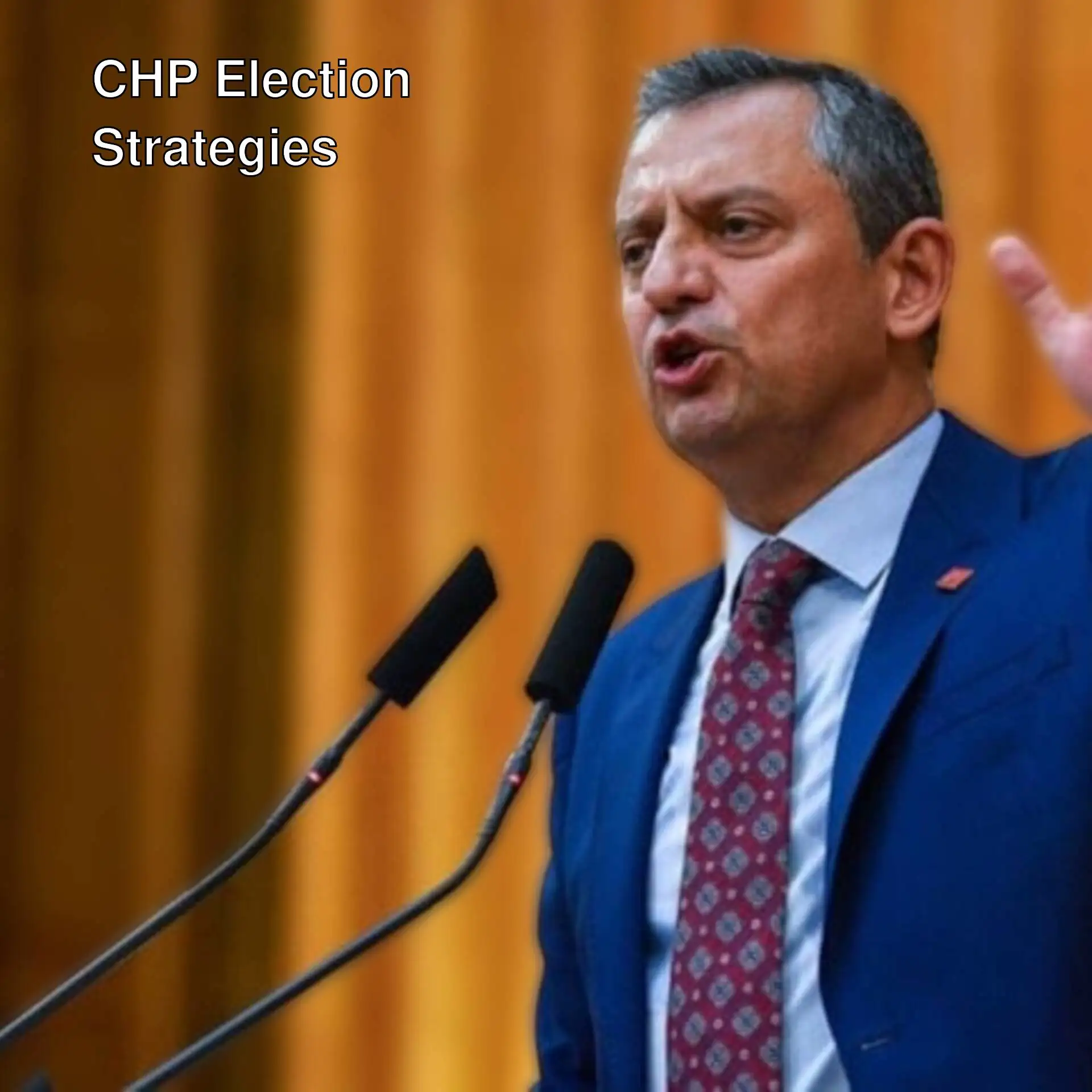 Özgür Özel speaking into microphones. Özgür Özel speaking into microphones.