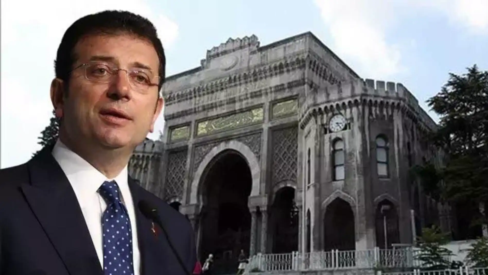 Ekrem İmamoğlu speaking into a microphone.