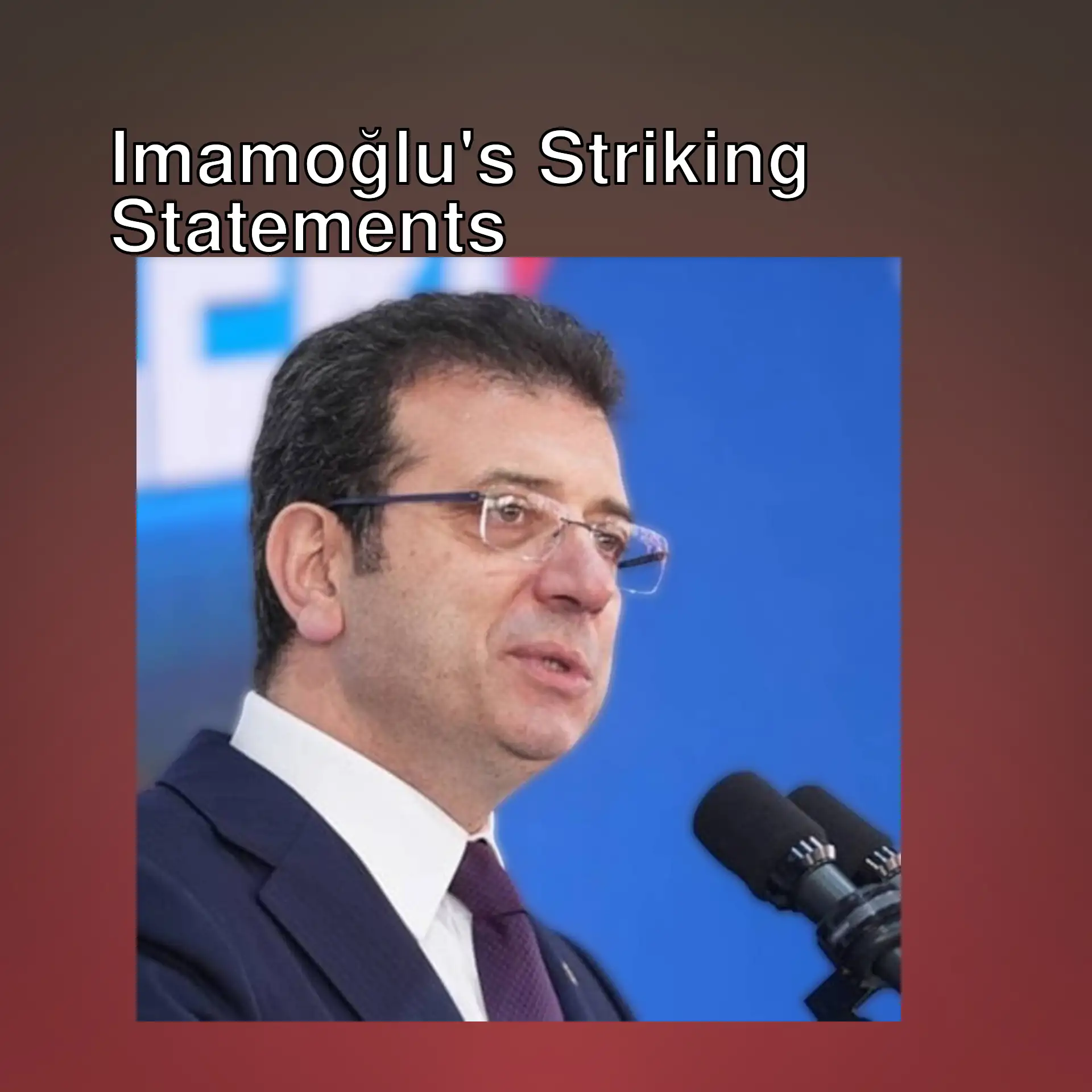 Ekrem İmamoğlu speaking into a microphone. Ekrem İmamoğlu speaking into a microphone.