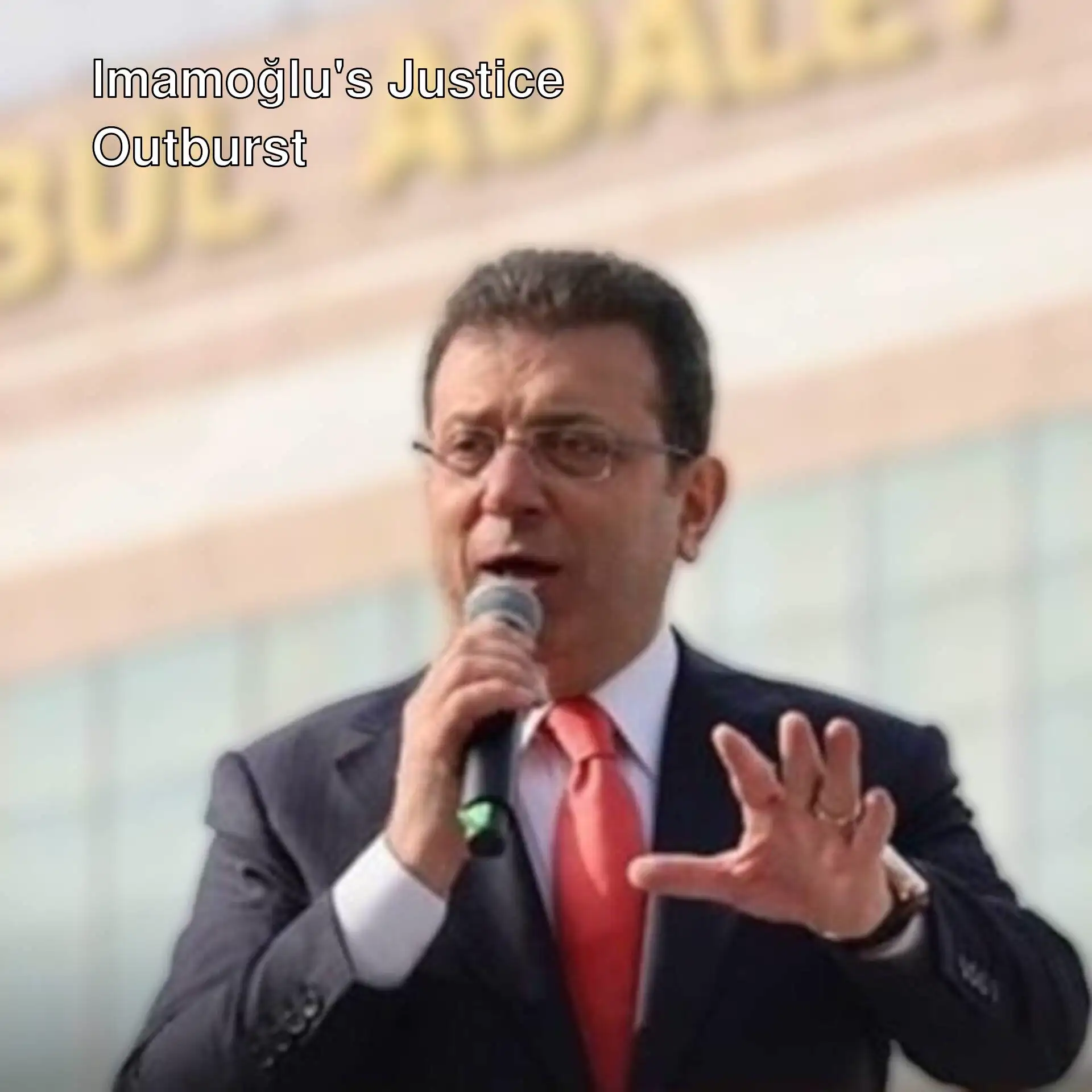 Ekrem İmamoğlu speaking at a press conference.