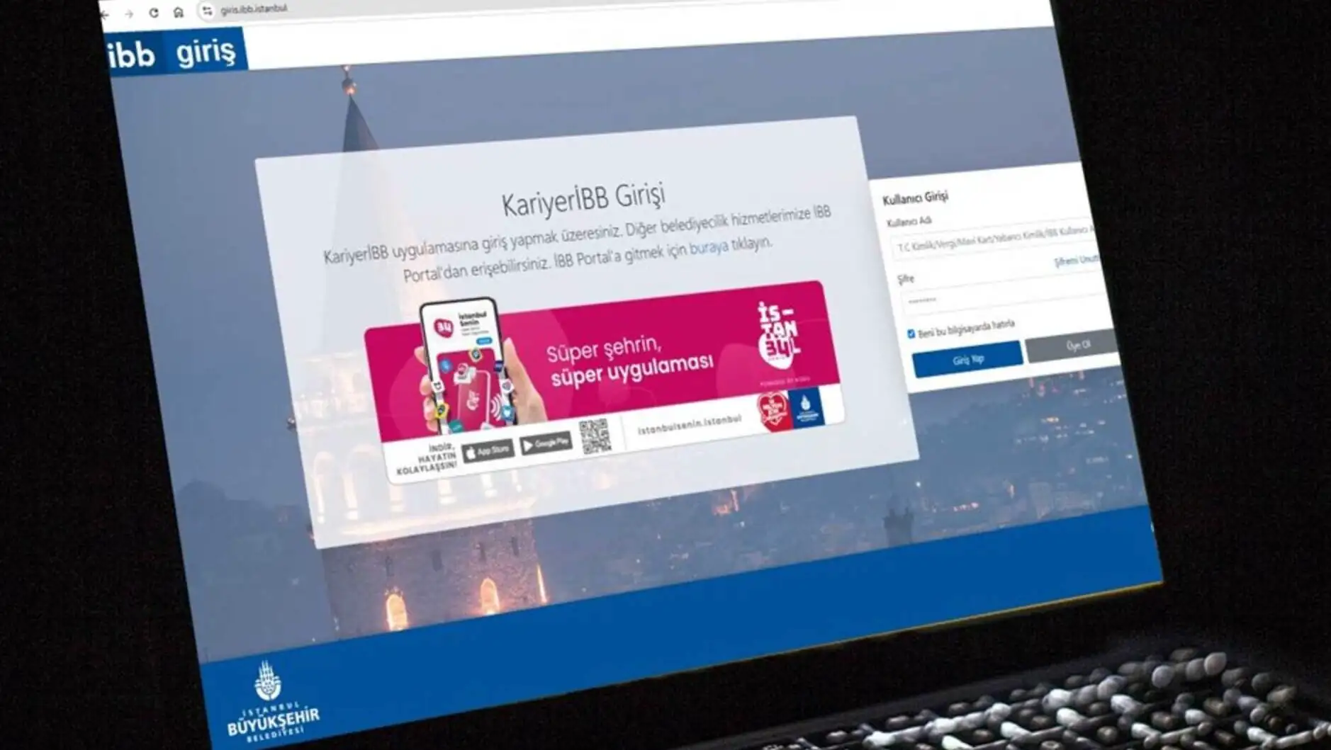 Application screen for Antalya Metropolitan Municipality civil servant hiring.