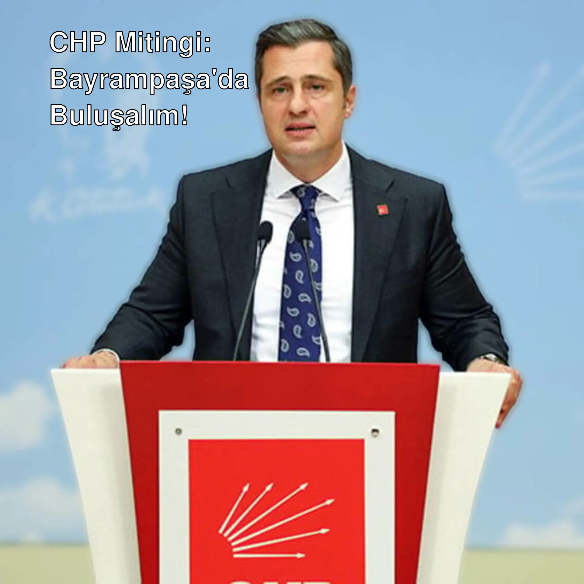 CHP sözcüsü Deniz Yücel mitingde konuşma yapıyor.