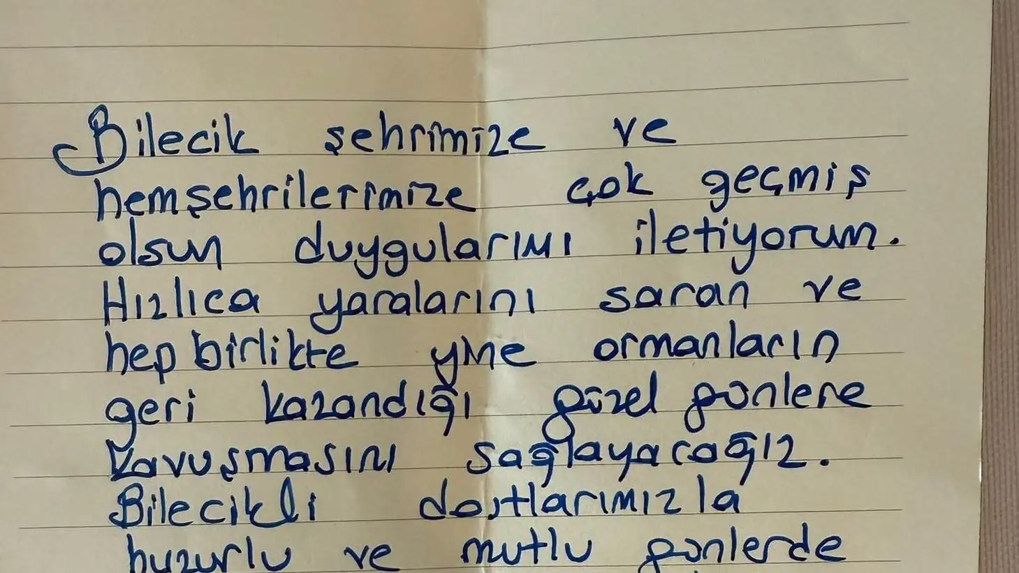 The message written by Ekrem İmamoğlu to the people of Bilecik. The message written by Ekrem İmamoğlu to the people of Bilecik.