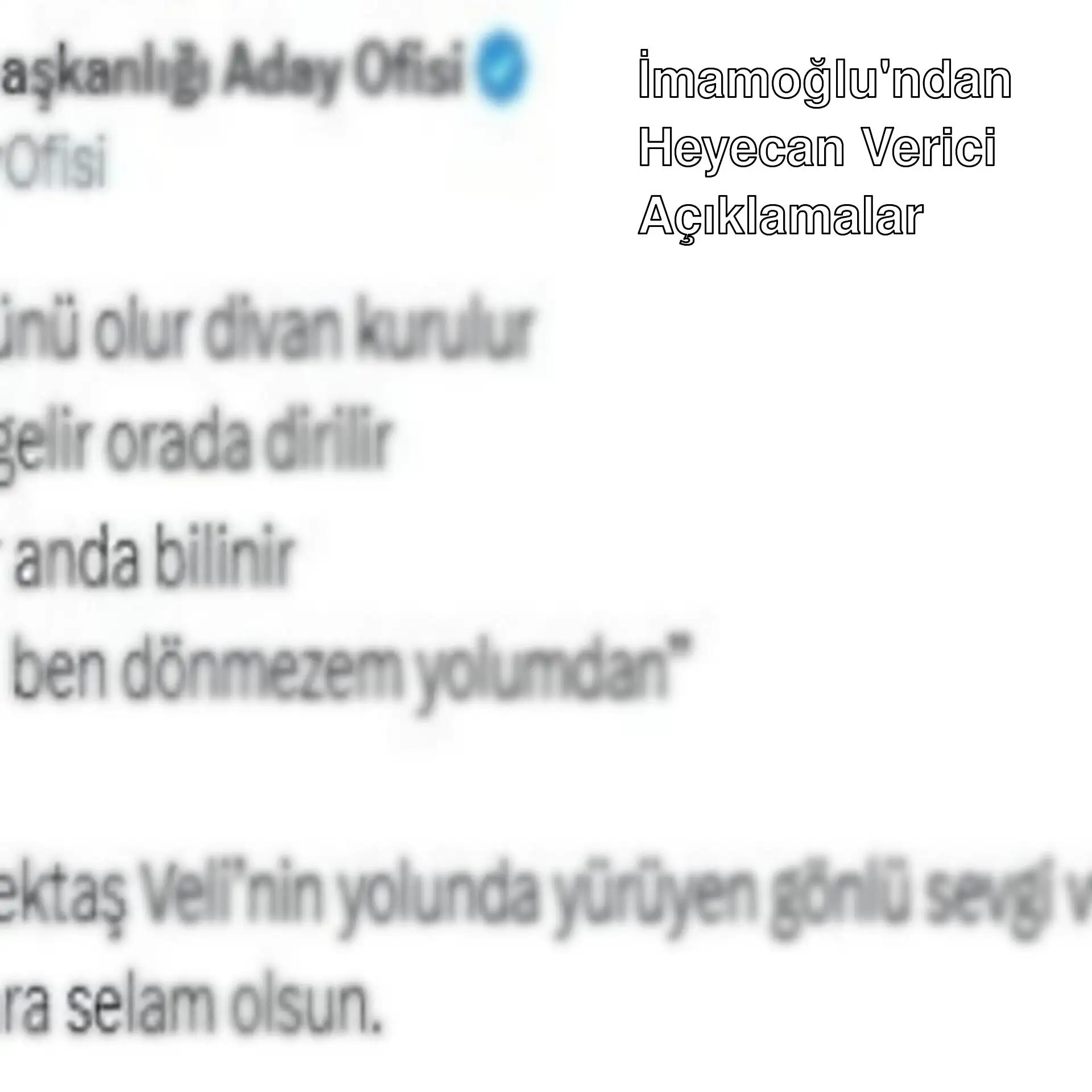 İmamoğlu'ndan sosyal medya paylaşımı İmamoğlu'ndan sosyal medya paylaşımı