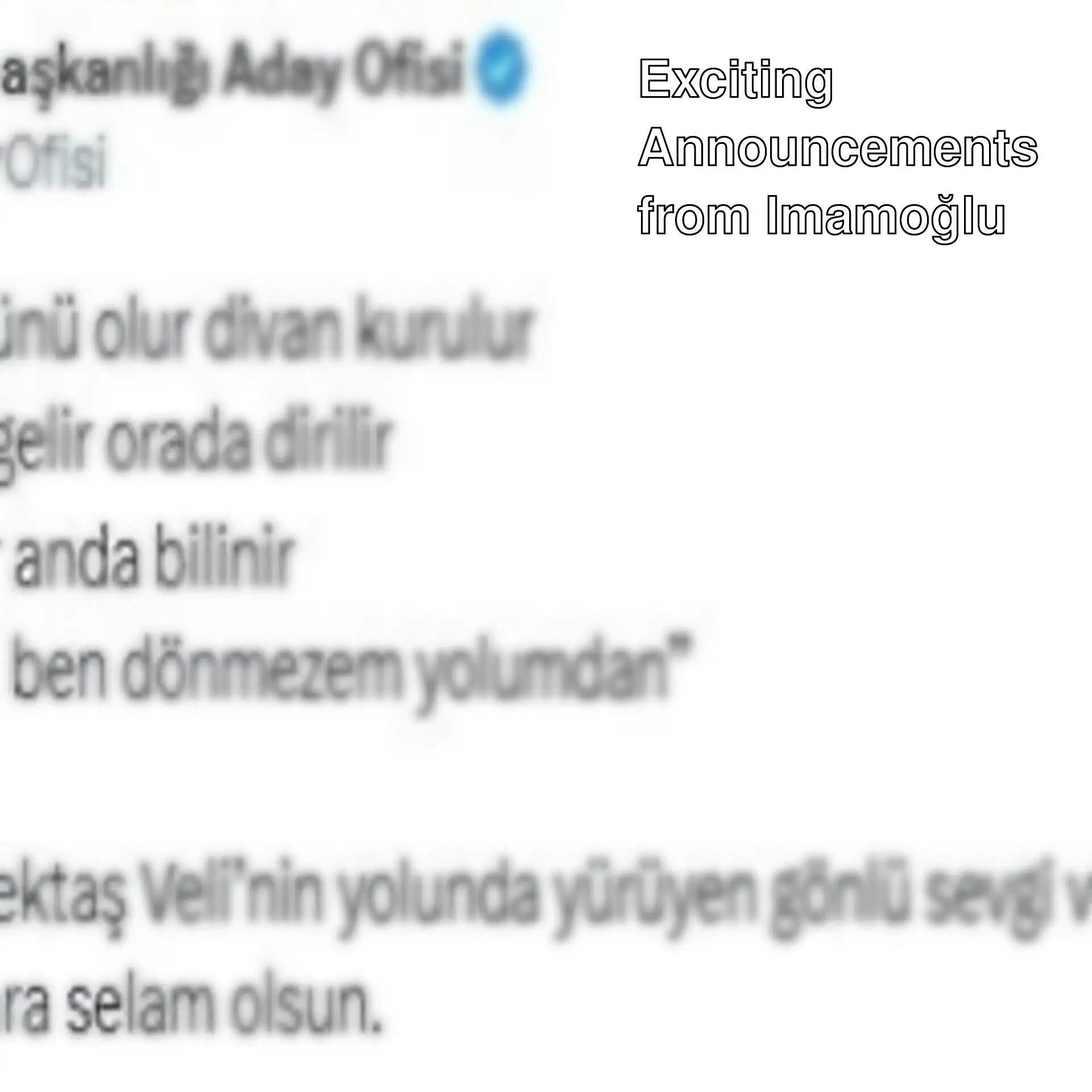 Imamoğlu's social media post Imamoğlu's social media post