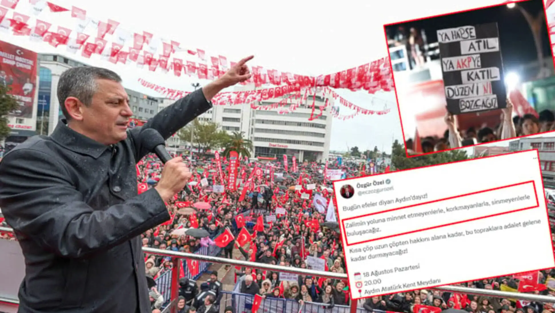 Özgür Özel addressing a crowd in Aydın. Özgür Özel addressing a crowd in Aydın.