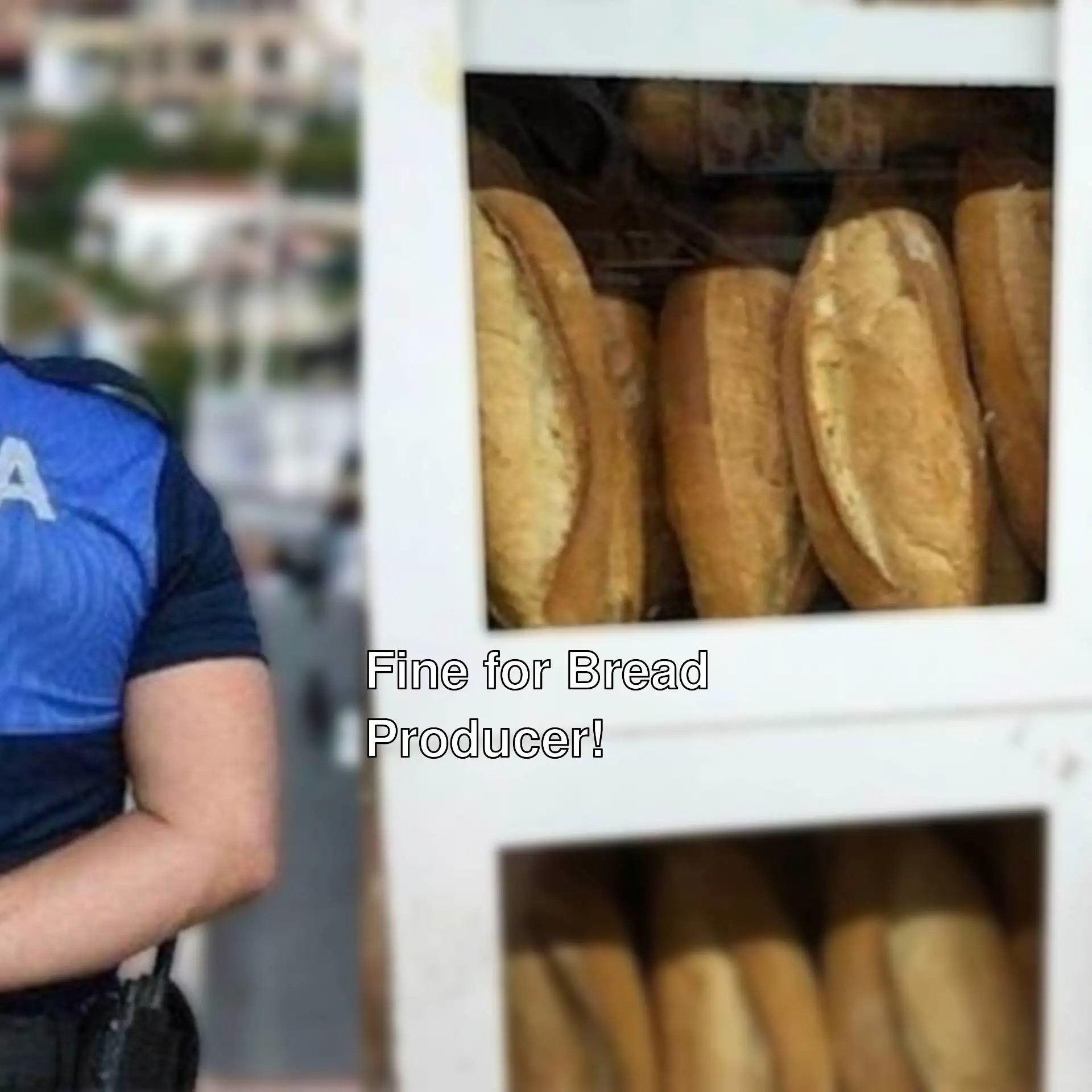 A man standing next to a display of bread. A man standing next to a display of bread.