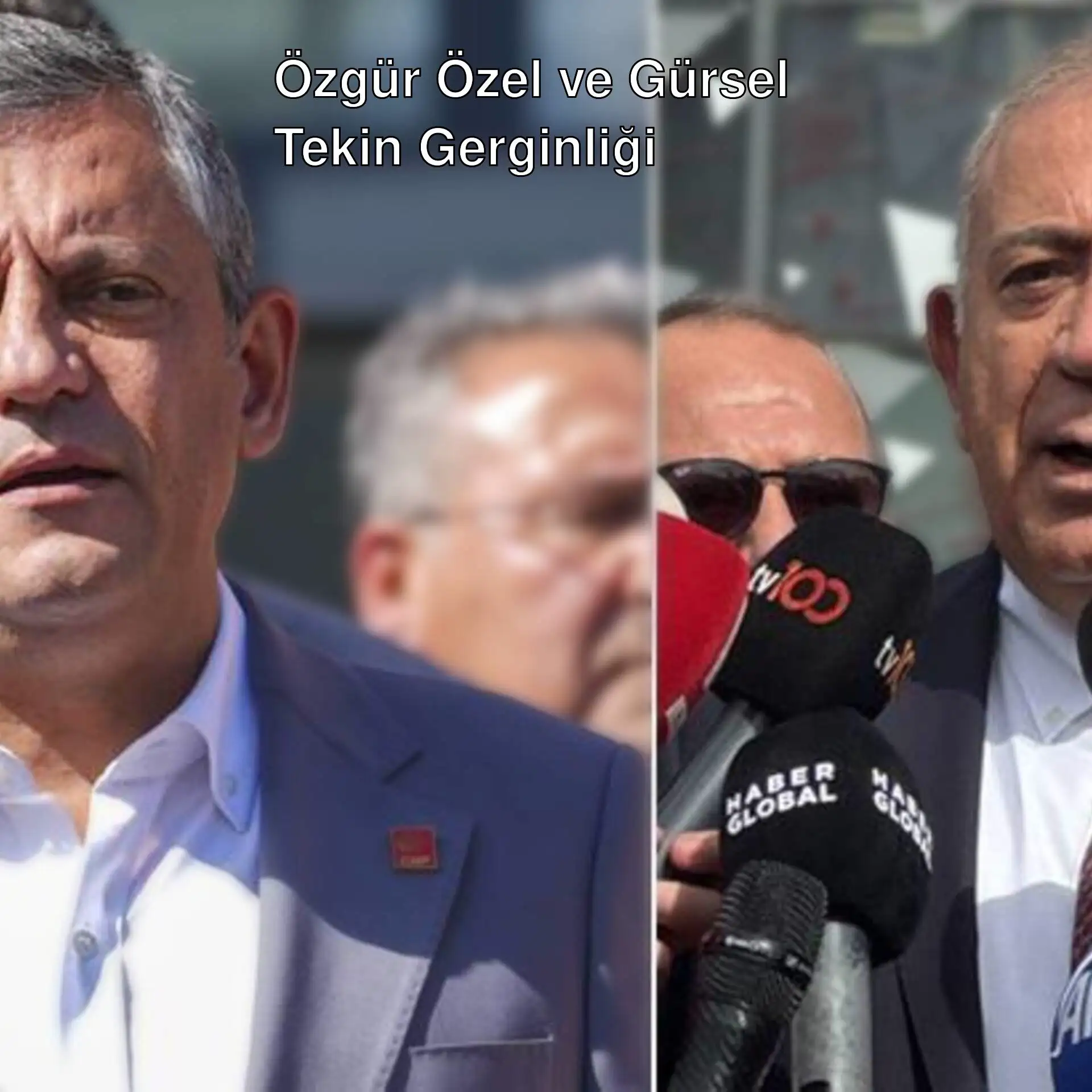 Özgür Özel ve Gürsel Tekin'in basın toplantısında görüntüsü. Özgür Özel ve Gürsel Tekin'in basın toplantısında görüntüsü.