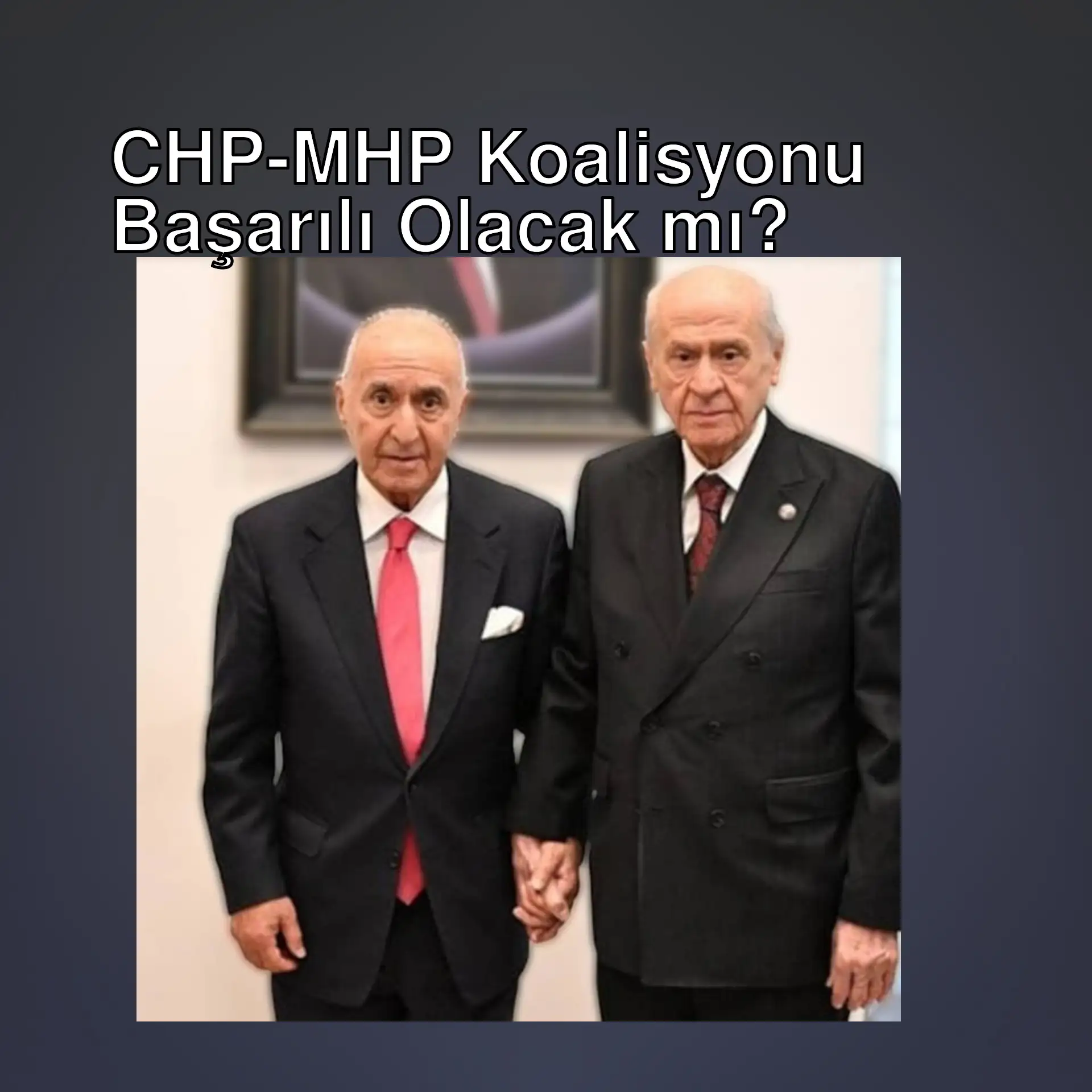 Hikmet Çetin ve Devlet Bahçeli el ele tutuşuyor. Hikmet Çetin ve Devlet Bahçeli el ele tutuşuyor.