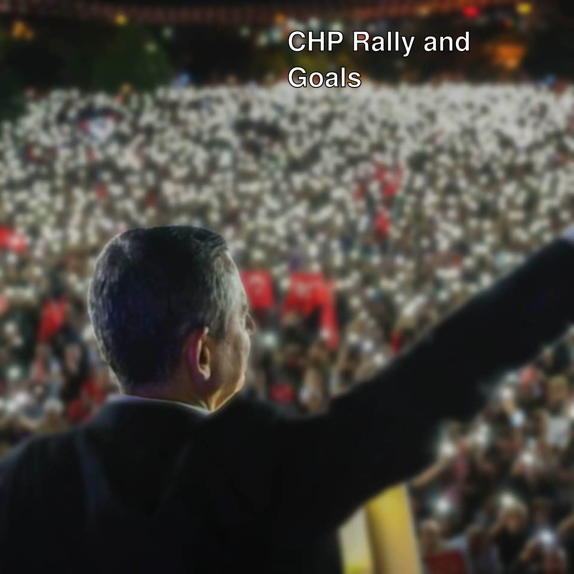 A man pointing at a large crowd of people at the CHP rally. A man pointing at a large crowd of people at the CHP rally.
