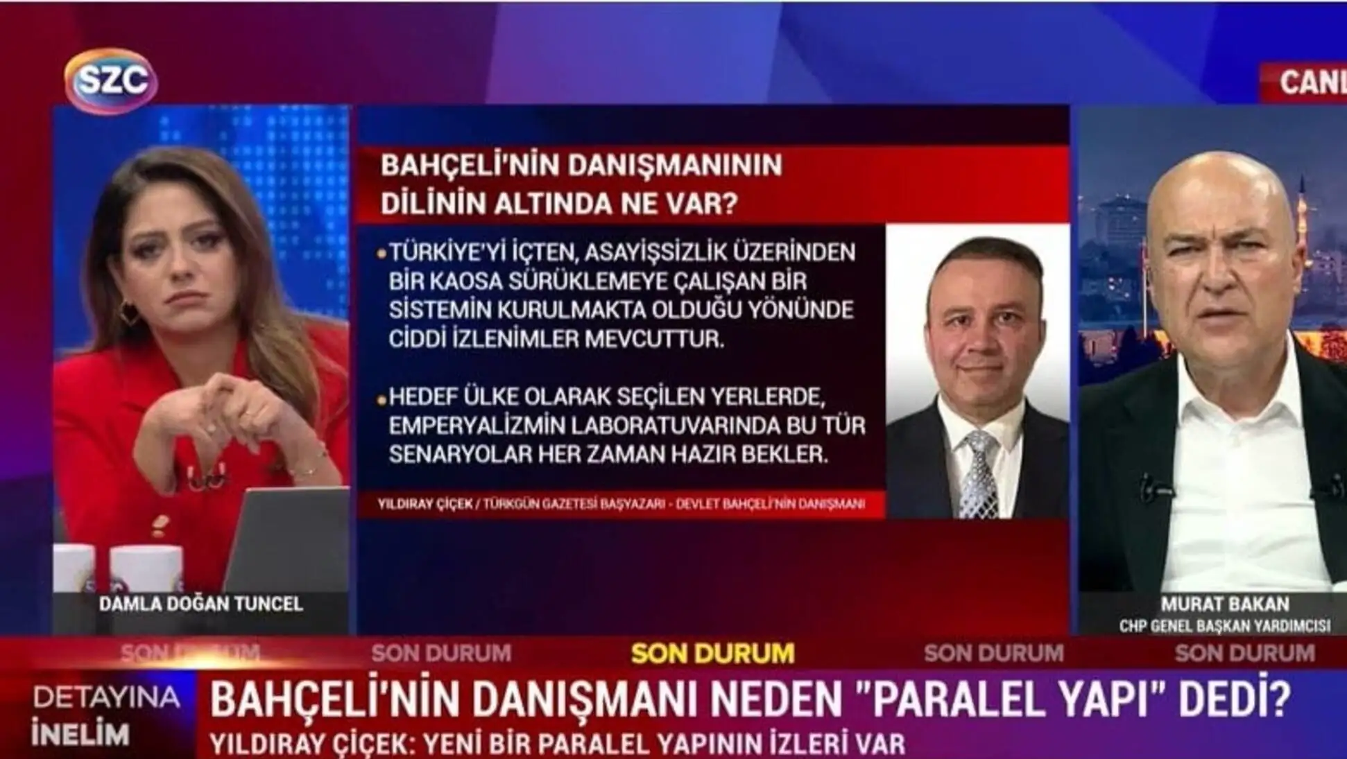 Murat Bakan ve diğer konuklar, haber programında tartışıyor.